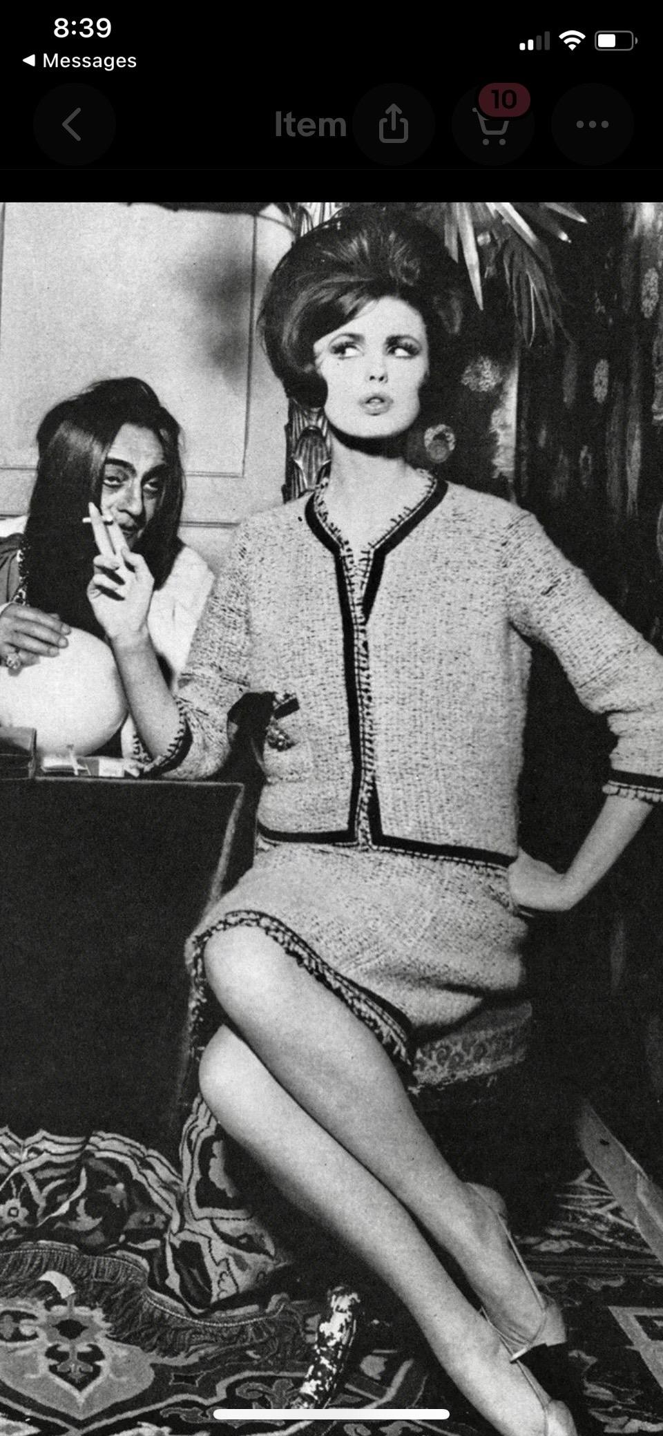 Tailleur jupe en tweed lavande documenté Chanel Haute Couture automne/hiver 1960  en vente 15