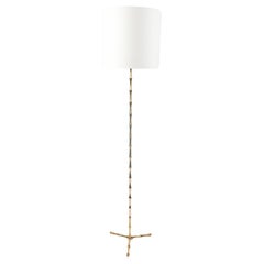 1960 Maison Roche, gilded brass floor lamp, bamboo style