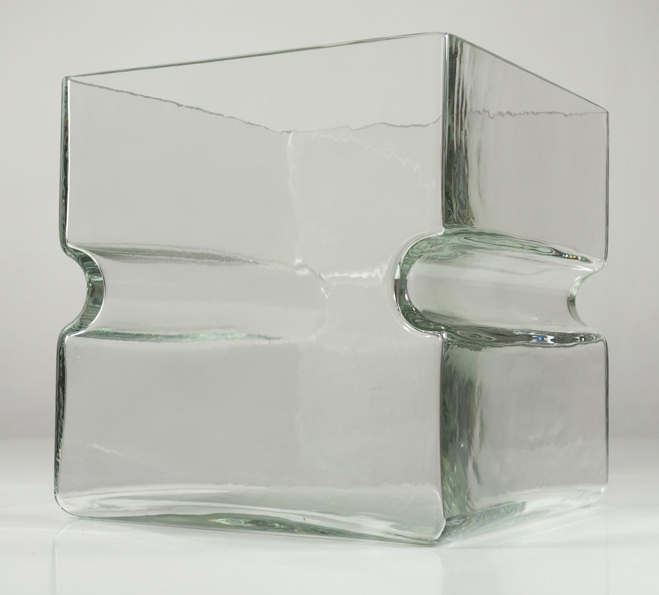 1960 Barbini Italienisches A Space Age Design Murano Glas Würfel Vase (Mitte des 20. Jahrhunderts) im Angebot