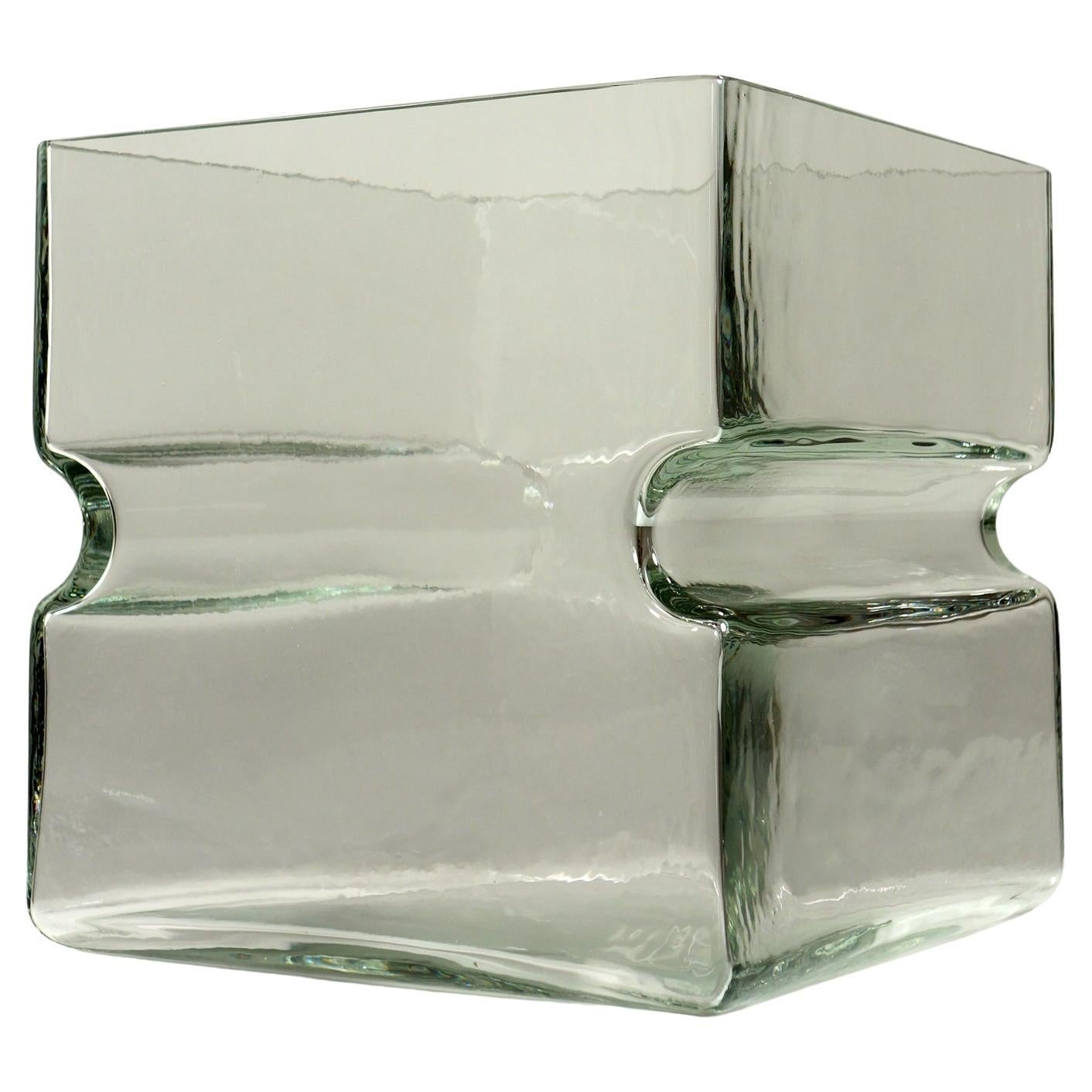 1960 Barbini Italian Space Age Design Murano Glass Cube Vase