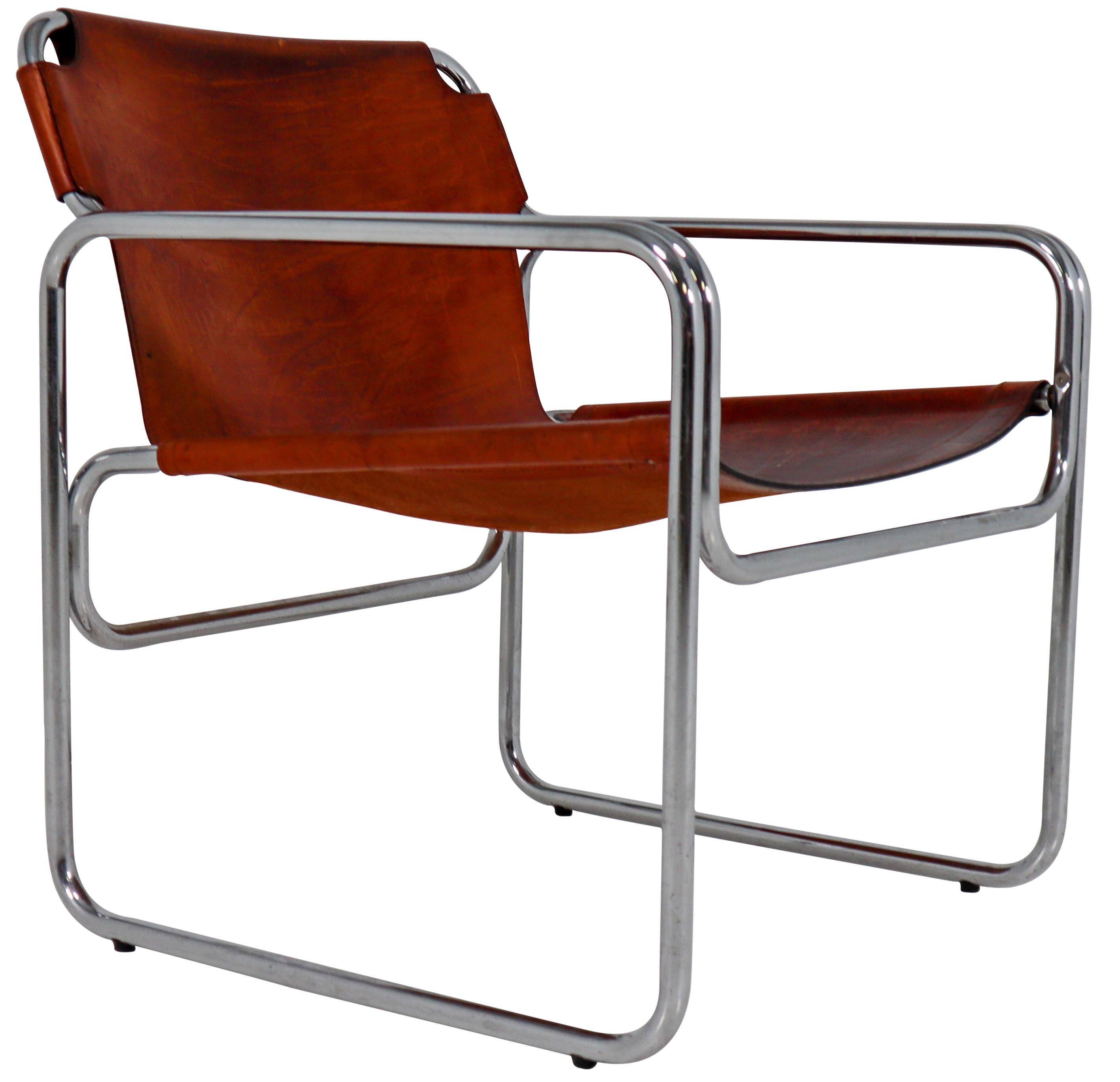 1960 Bauhaus-Style Tubelar Chair in Saddle Leather