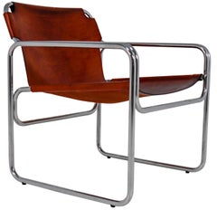 1960 Bauhaus-Style Tubelar Chair in Saddle Leather