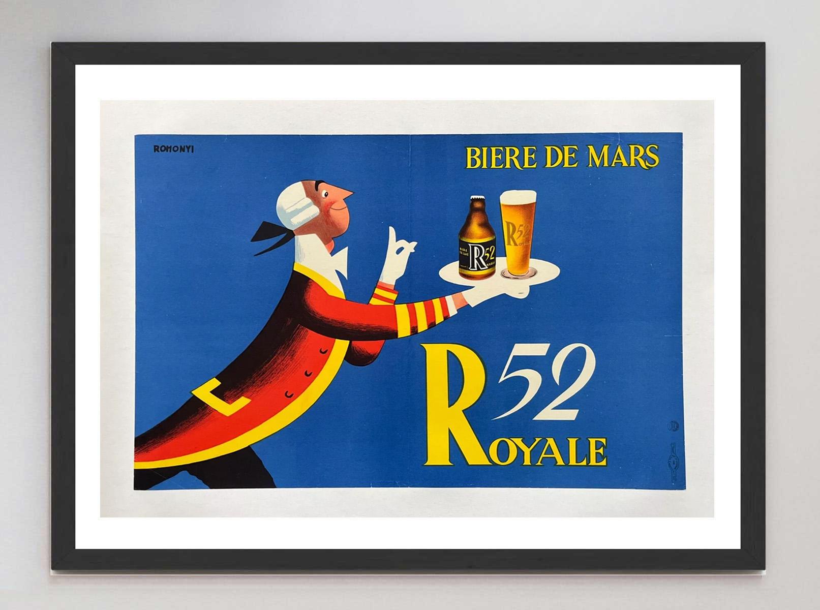 1960 Cerveza de Marte - R52 Royale Cartel Vintage Original Francés en venta