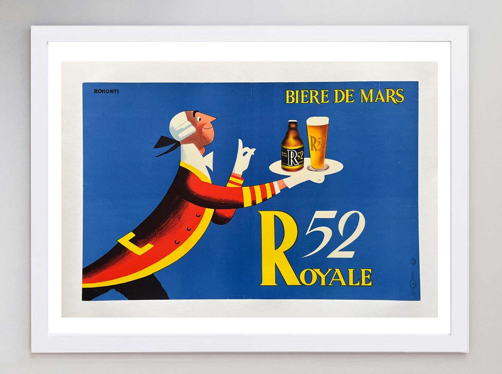1960 Cerveza de Marte - R52 Royale Cartel Vintage Original mediados del siglo XX en venta
