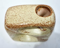 1960 Bertoncello Escultura de arte doble italiana vintage Jarrón cubista de cerámica beige