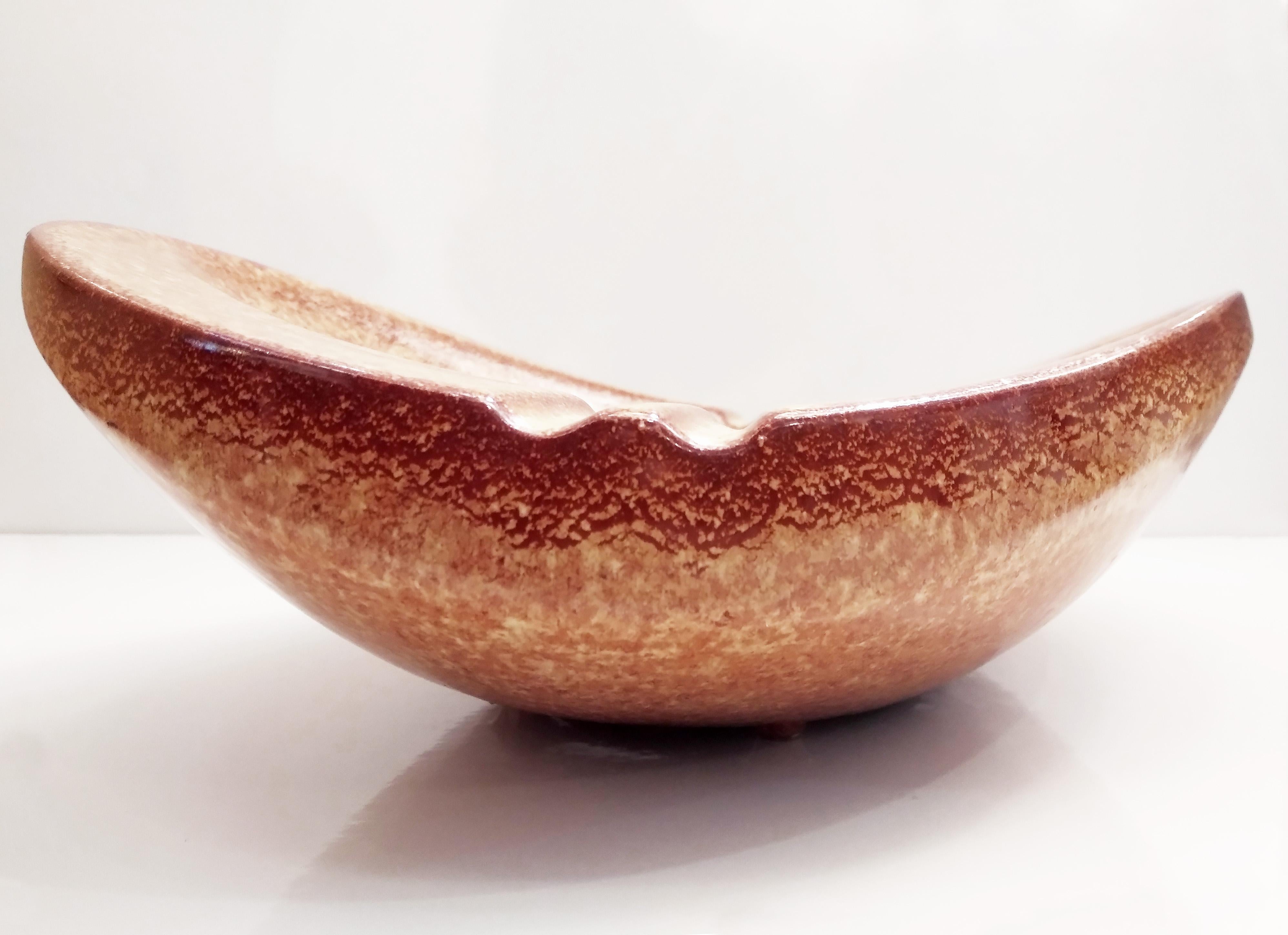 Cendrier/ensemble de cendrier en céramique marron, rouge et beige italien Bertoncello, 1960 en vente 12