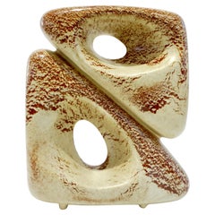 1960 Bertoncello Italienisch Vintage Doppel Kunst Skulptur Keramik Beige Kubist Vase