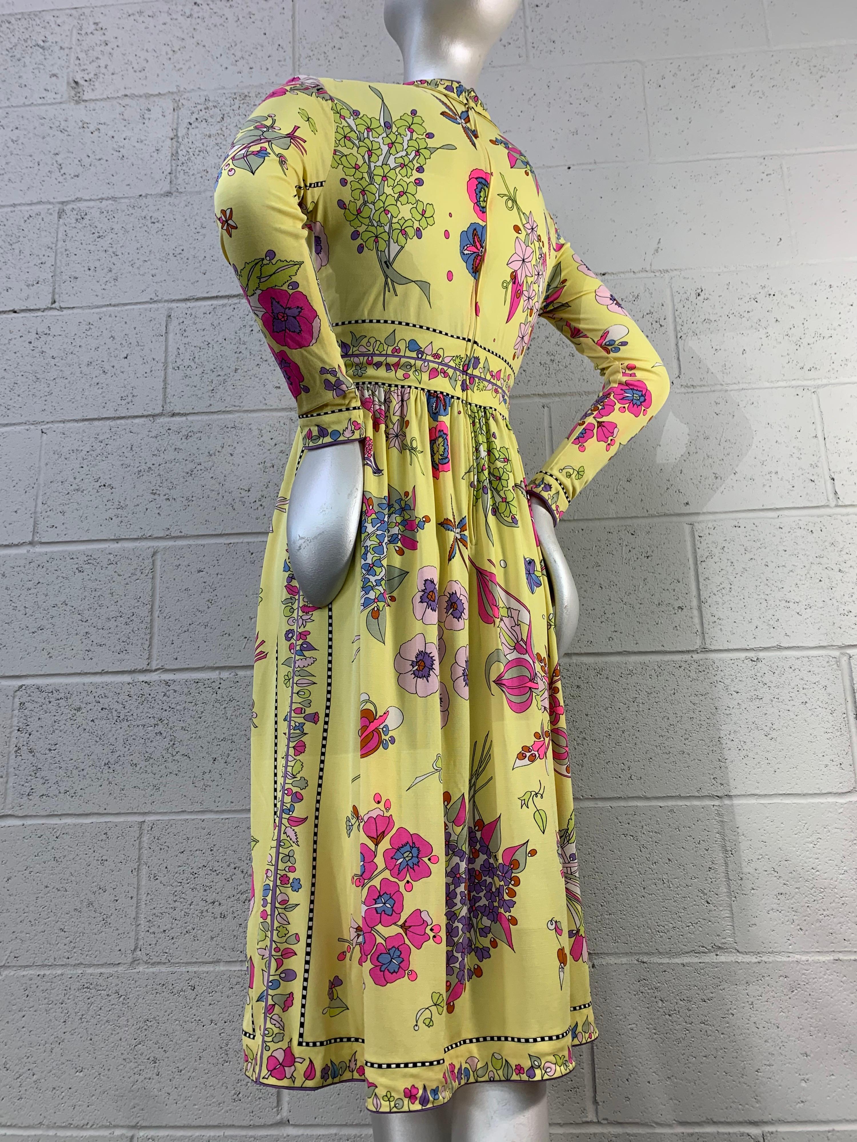 1960 Bessi Silk Jersey Psychedelic Floral Bouquet Print Mod Dress  1