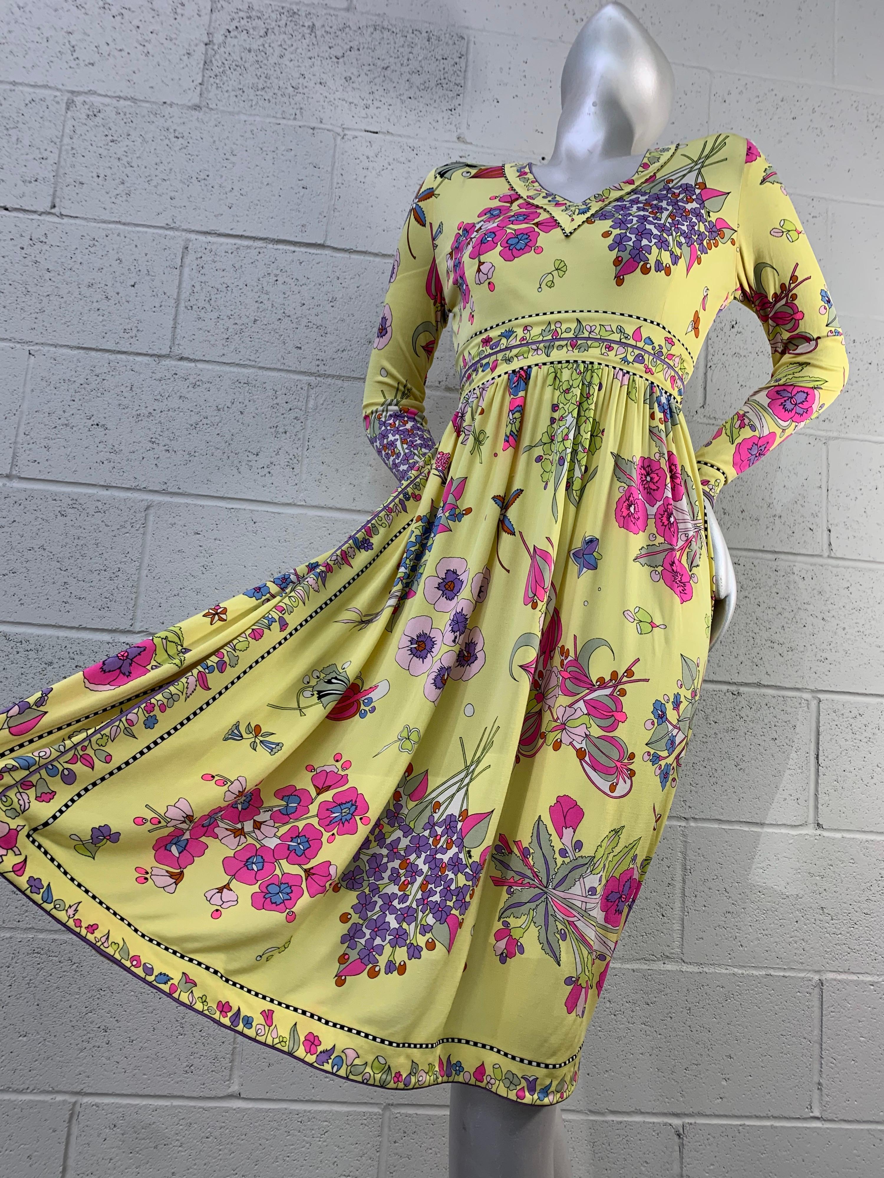 1960 Bessi Silk Jersey Psychedelic Floral Bouquet Print Mod Dress  2