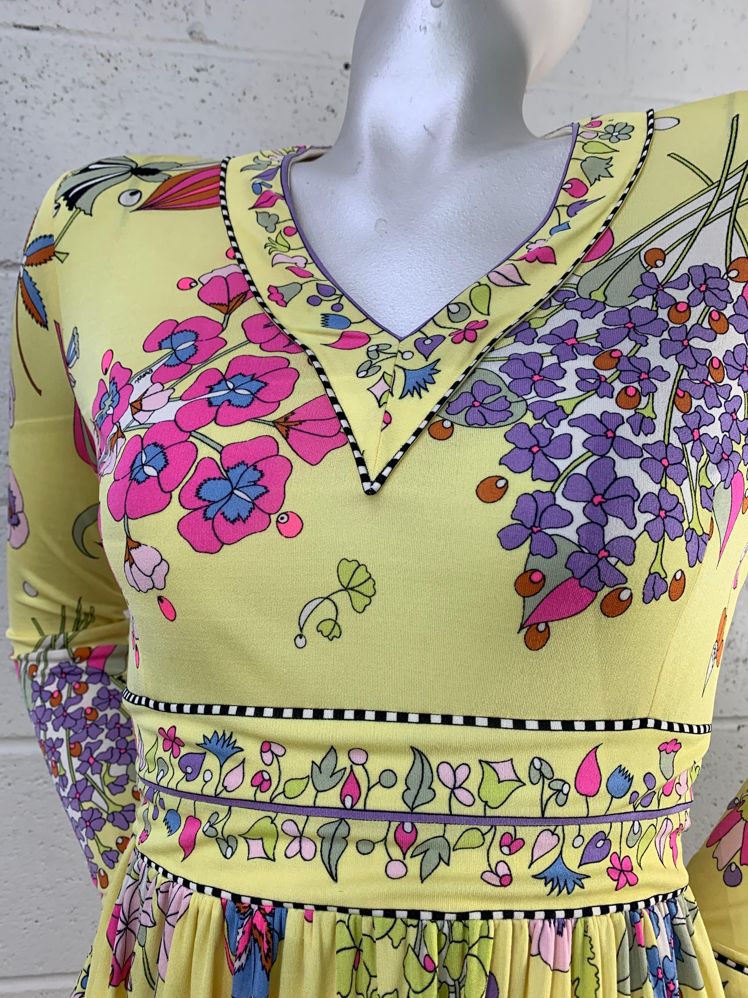 1960 Bessi Silk Jersey Psychedelic Floral Bouquet Print Mod Dress  3