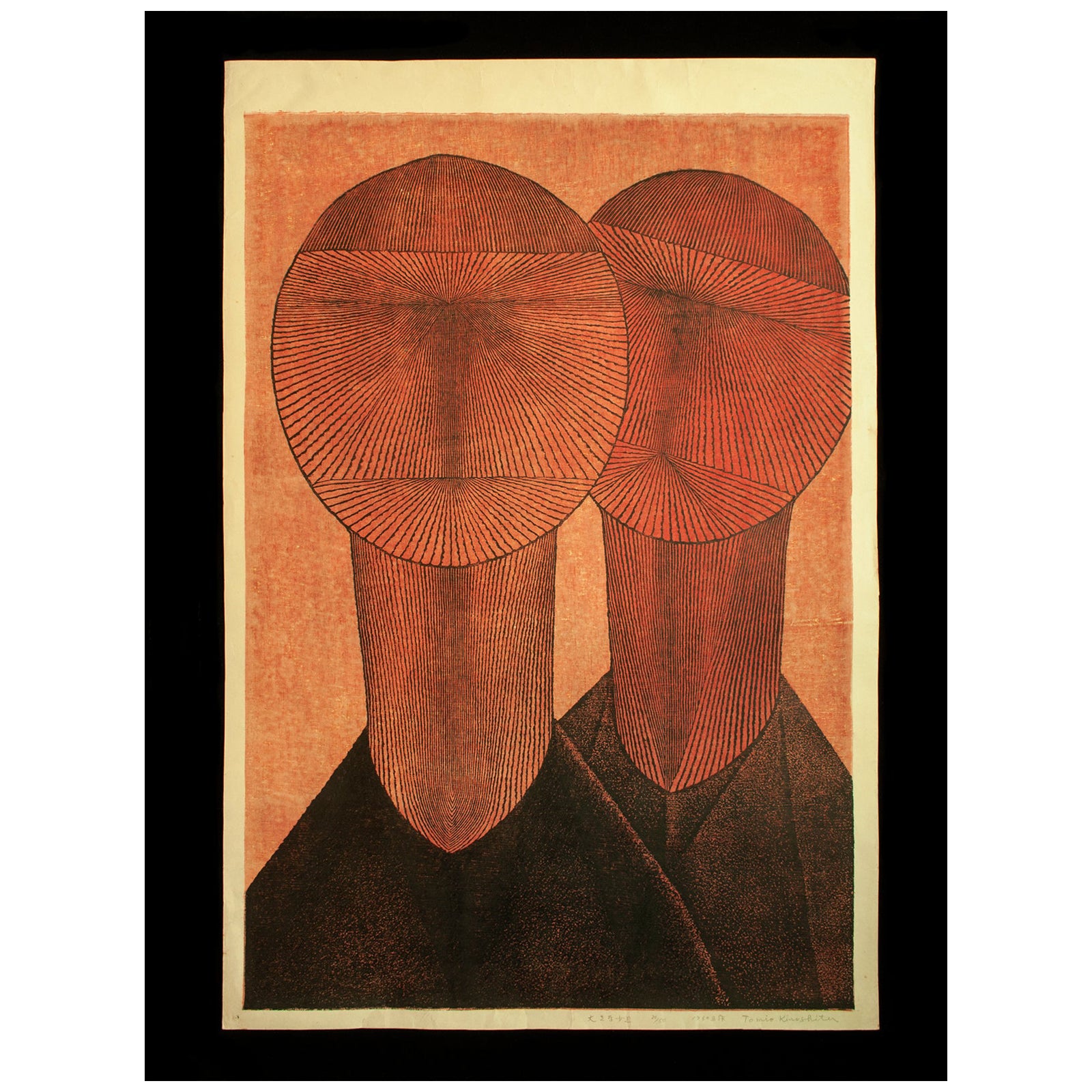 Große Jungen, Holzschnittdruck von Tomio Kinoshita, Japan, 1960