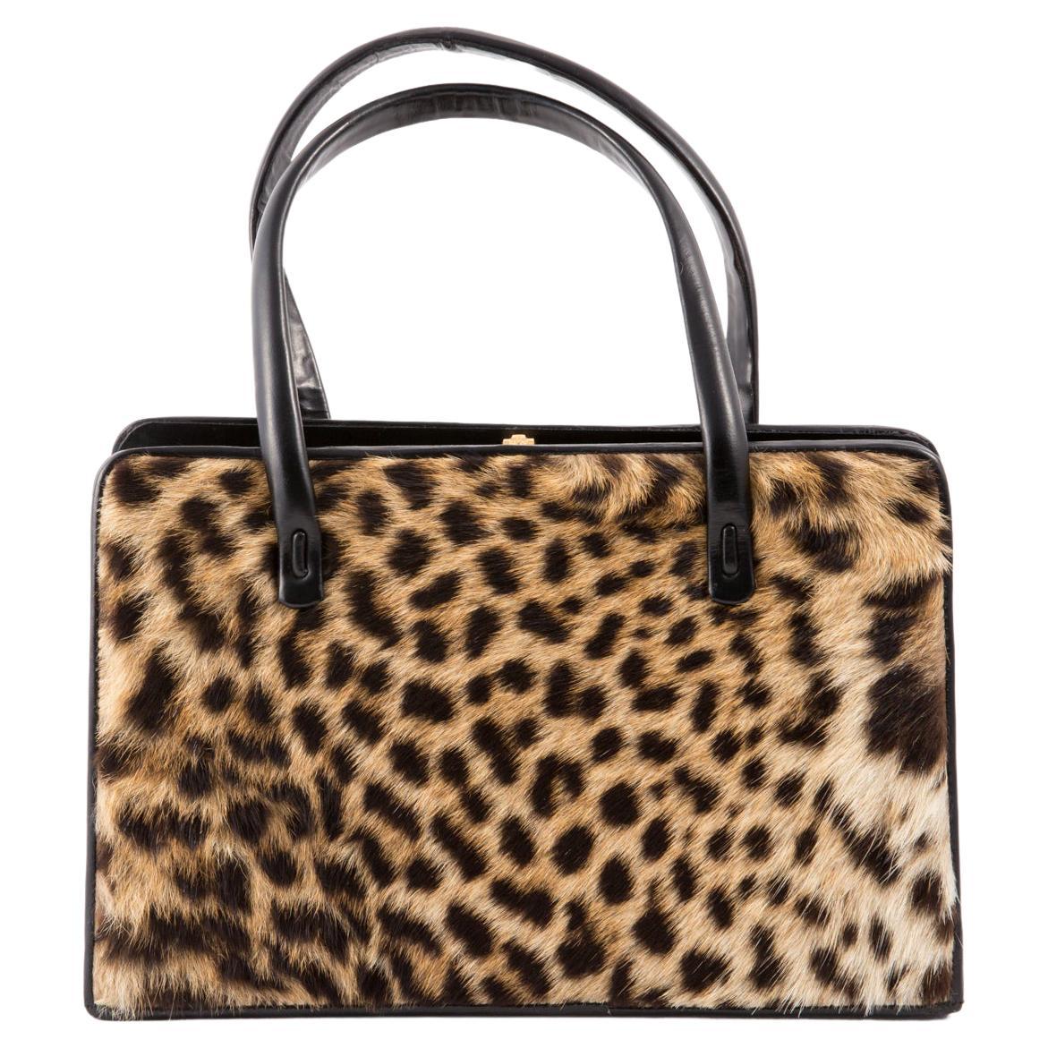 Friis & Company Frame Bag brown-cream leopard pattern elegant Bags Frame Bags 