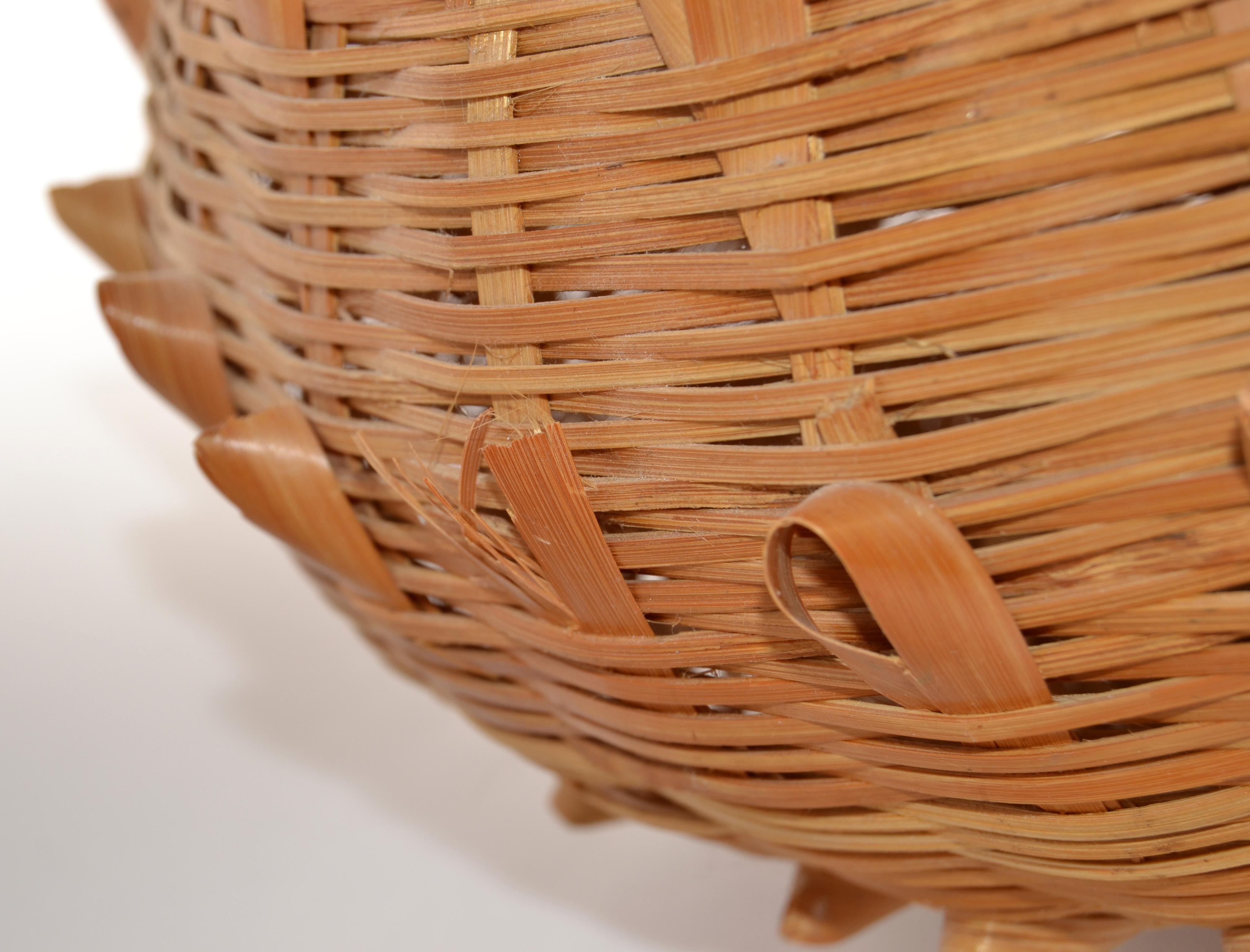 1960 Bohemian Handmade Rattan Cane Wood Pineapple Tischlampe Mid-Century Modern im Angebot 6