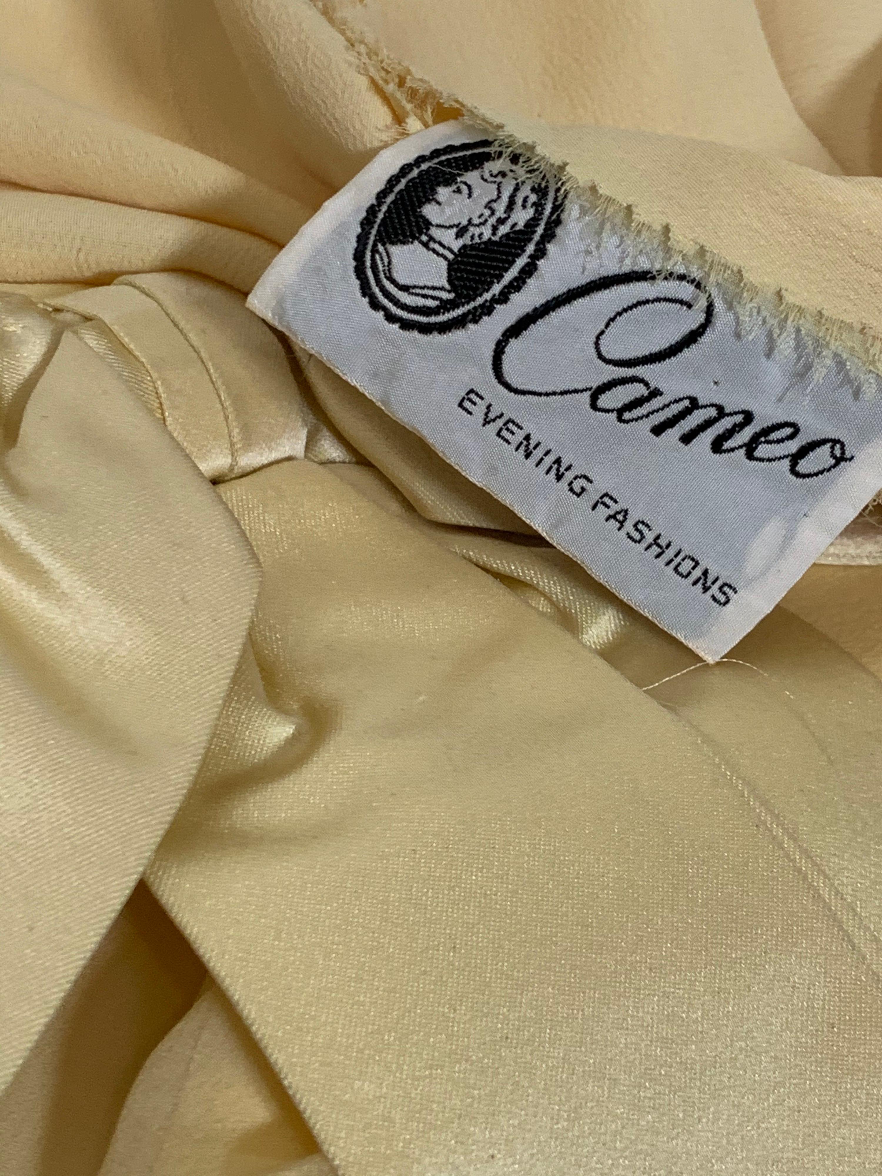 1960 Bonwit Teller Pale Yellow Silk Chiffon Column & Overlay Gown  For Sale 6