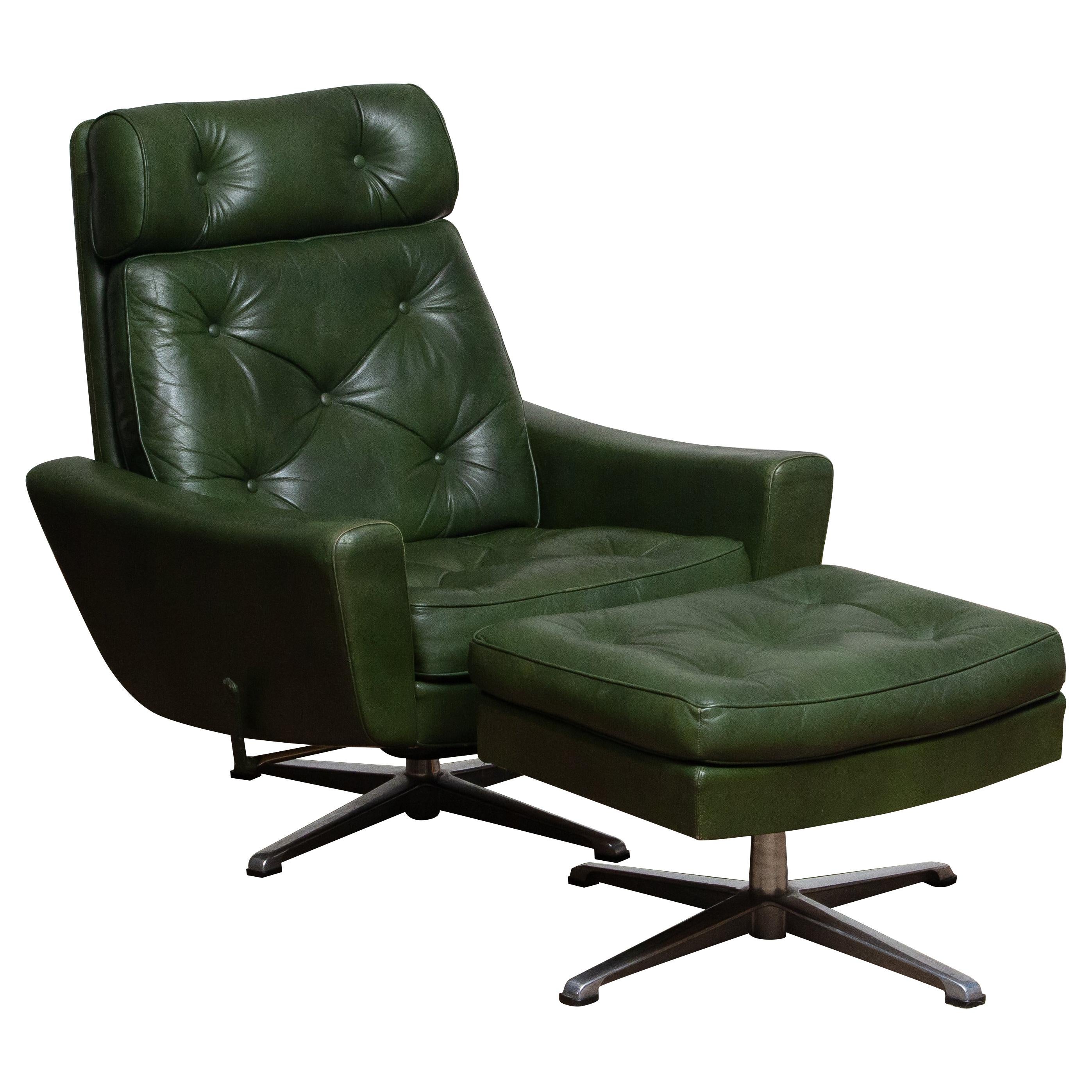 Leather Swivel Chair and Ottoman by Max Gottschalk at 1stdibs