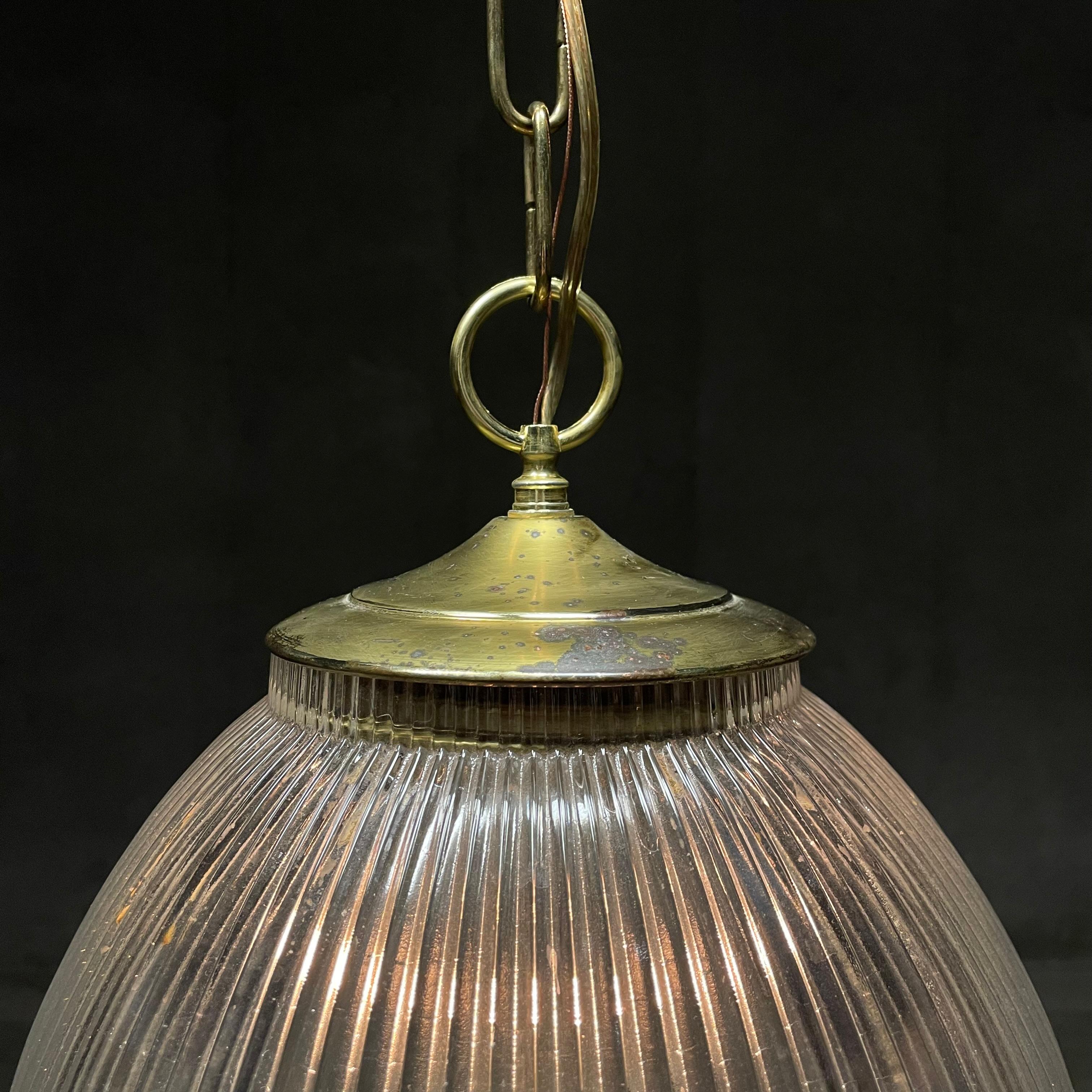 Mid-20th Century 1960 brass holophane pendant lights For Sale