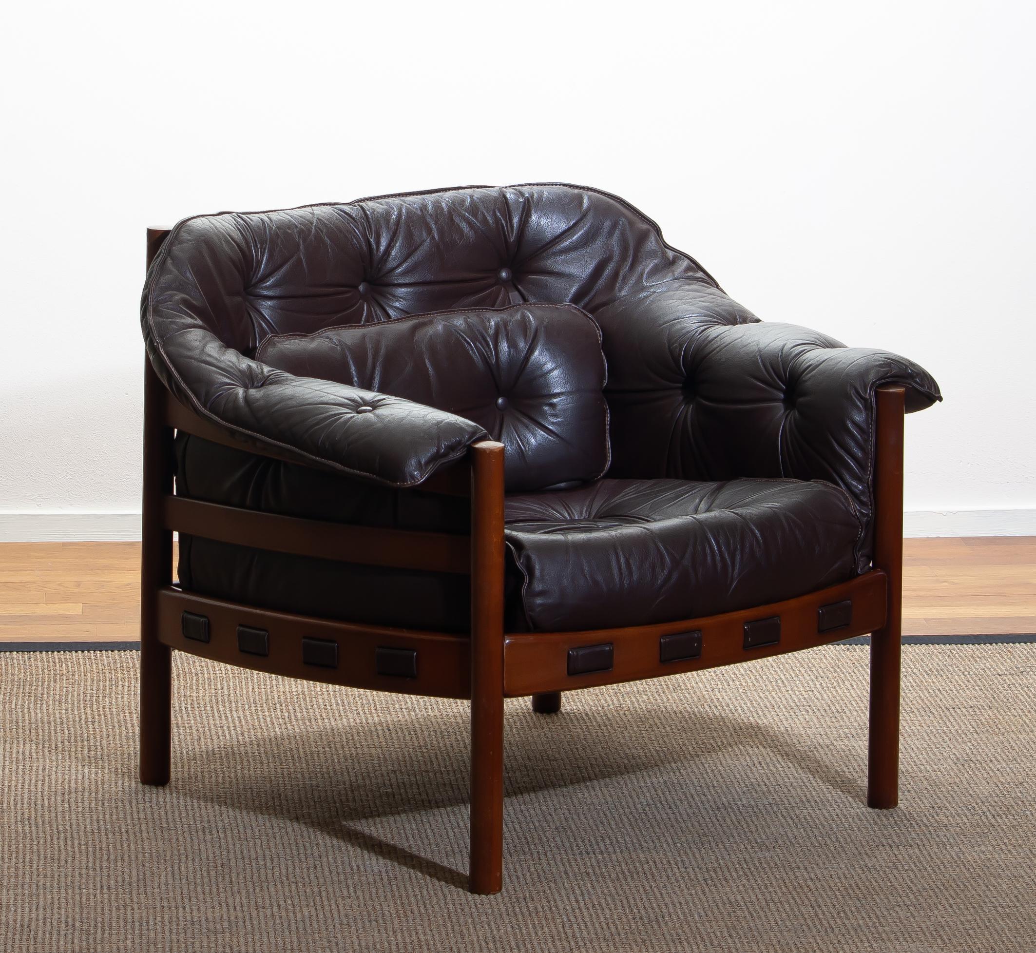 1960, Brown Leather and Lounge Chair by Arne Norell for Coja, Sweden 3