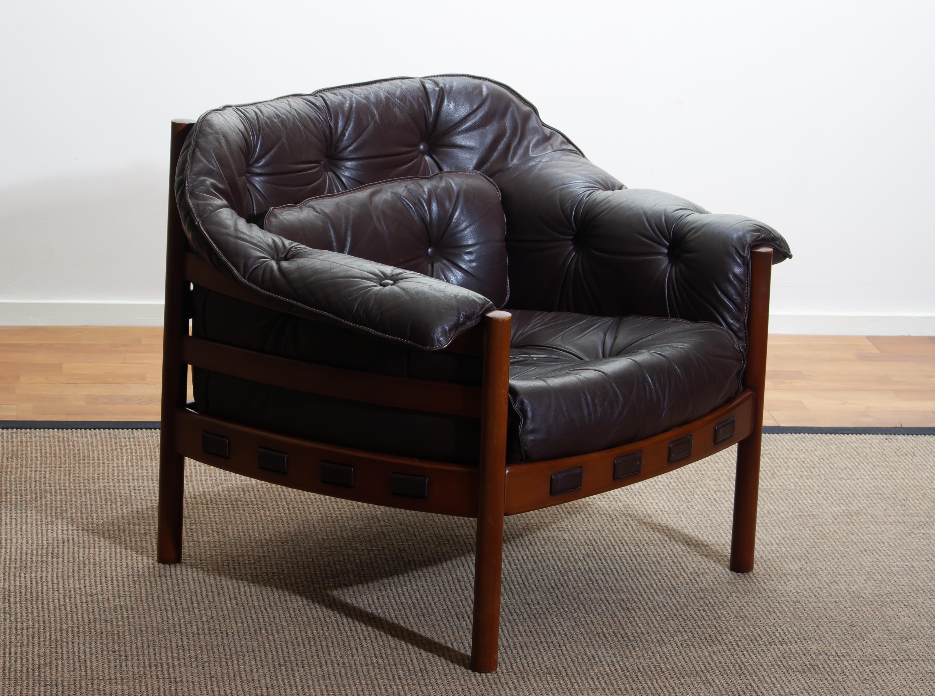 1960, Brown Leather And Lounge Chair by Arne Norell for Coja Sweden 5