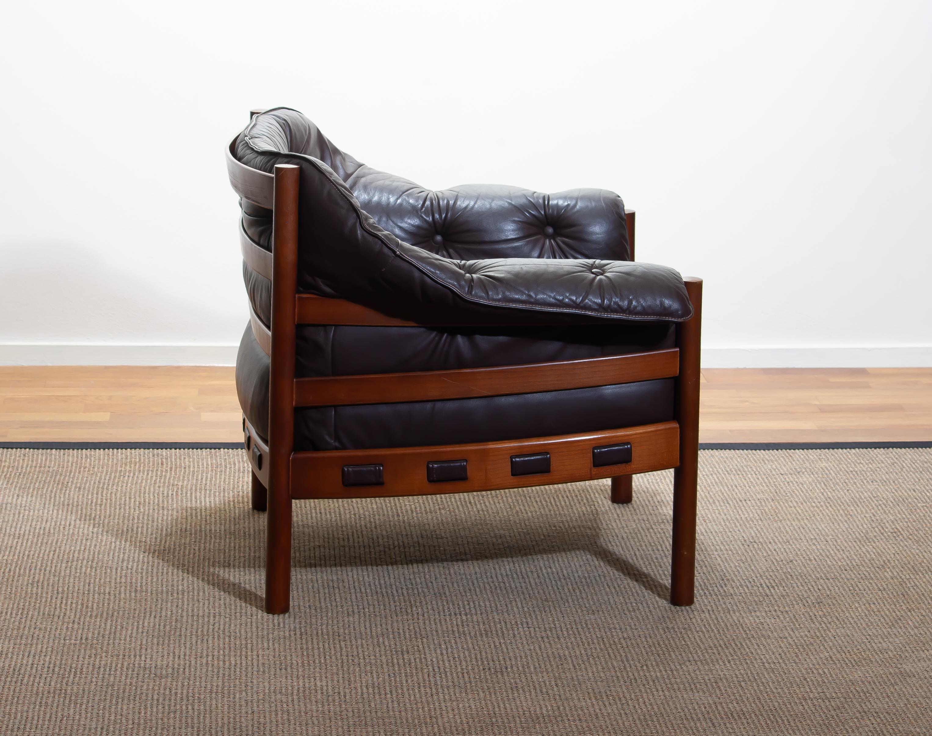 Mid-Century Modern 1960, Brown Leather And Lounge Chair by Arne Norell for Coja Sweden
