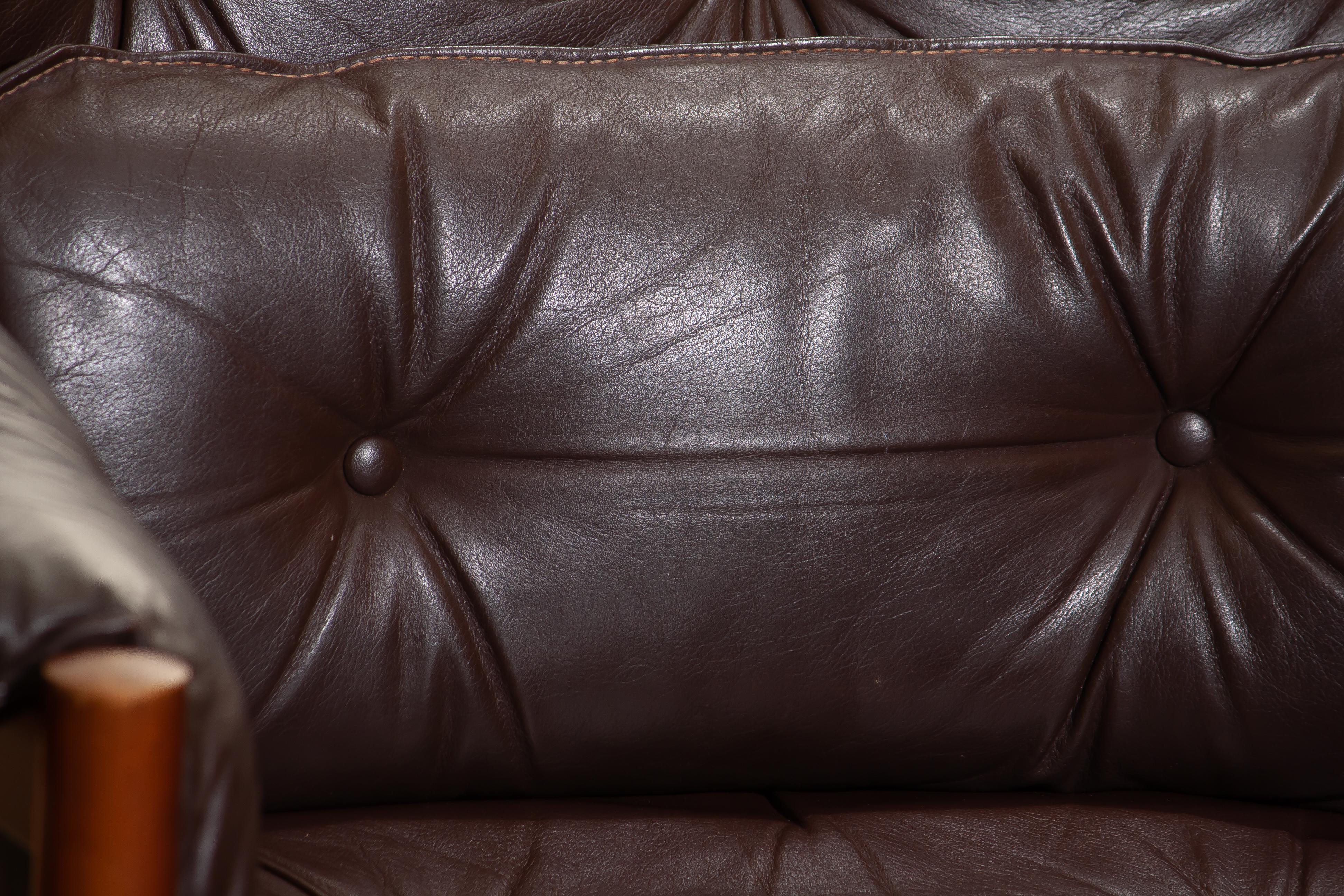 Mid-20th Century 1960, Brown Leather And Lounge Chair by Arne Norell for Coja Sweden