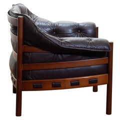 1960, Brown Leather and Lounge Chair by Arne Norell for Coja, Sweden