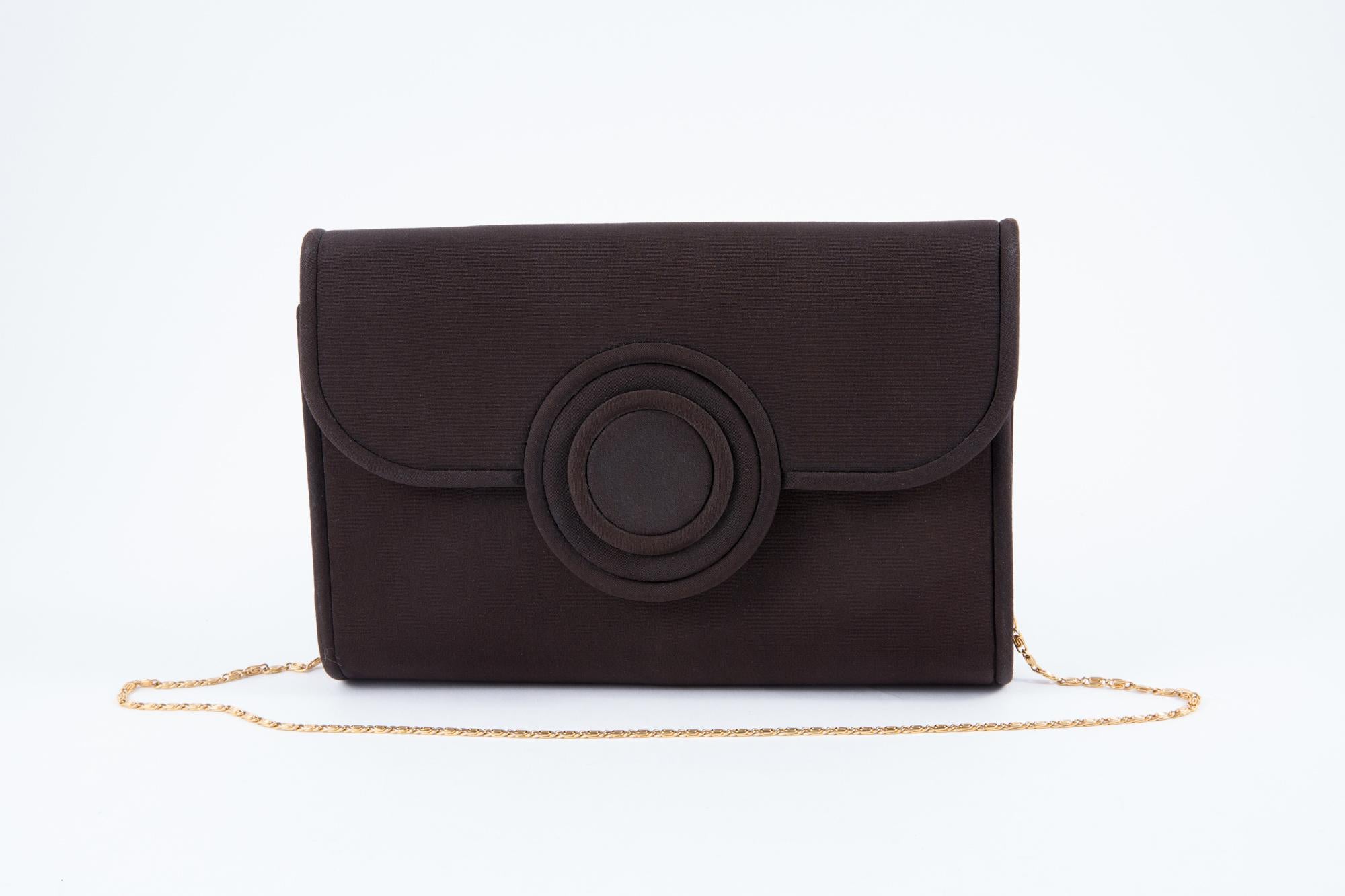 1960 Brown Silk Evening Shoulder Bag  In Good Condition In Paris, FR