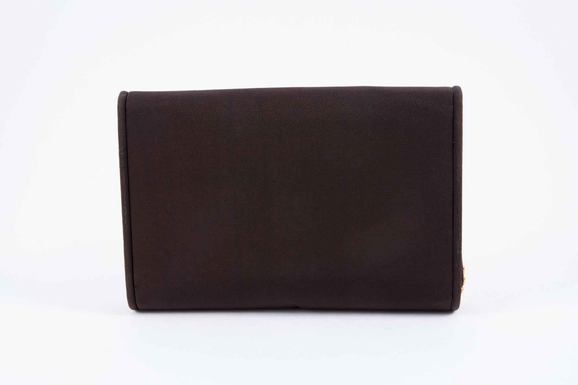 Women's 1960 Brown Silk Evening Shoulder Bag 