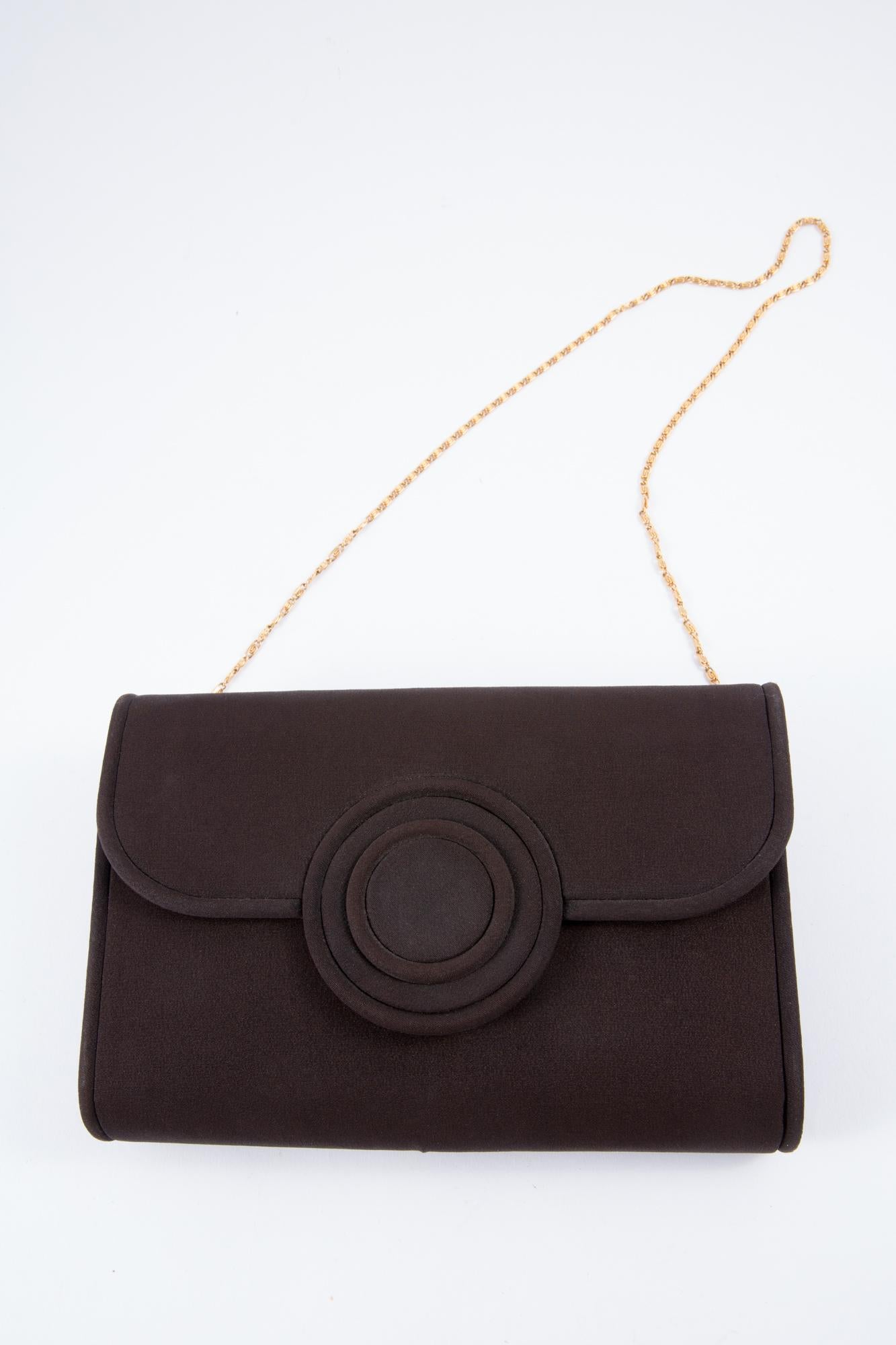 1960 Brown Silk Evening Shoulder Bag  1