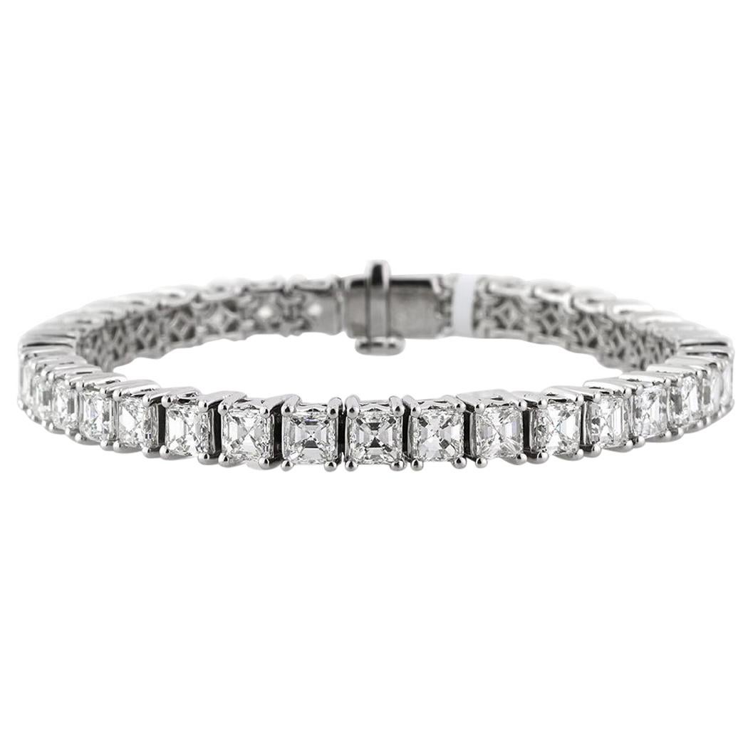 Mark Broumand Bracelet tennis en diamants taille Asscher de 19,60 carats