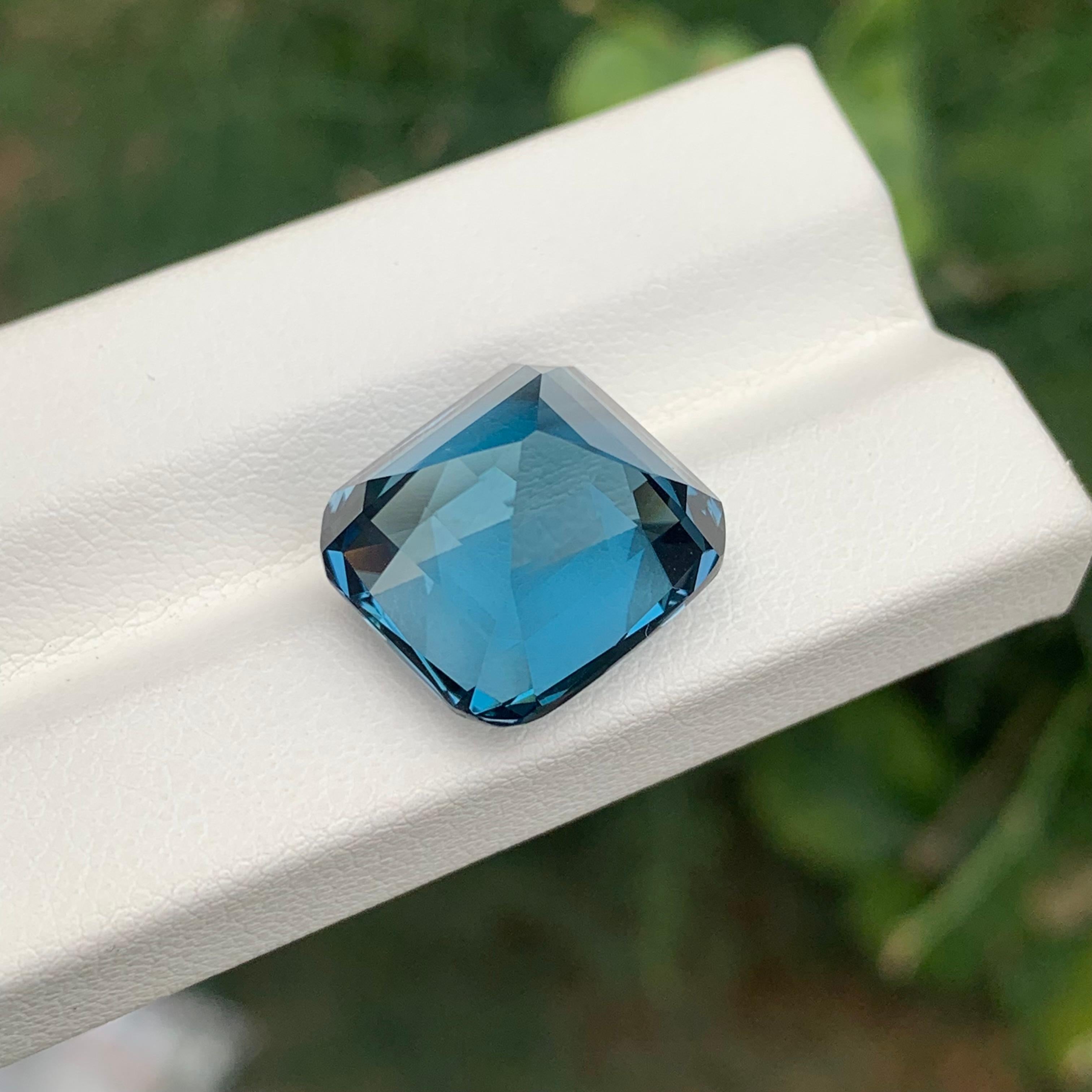 19.60 Carat Natural Loose London Blue Topaz Cushion Shape Gemstone For Sale 4