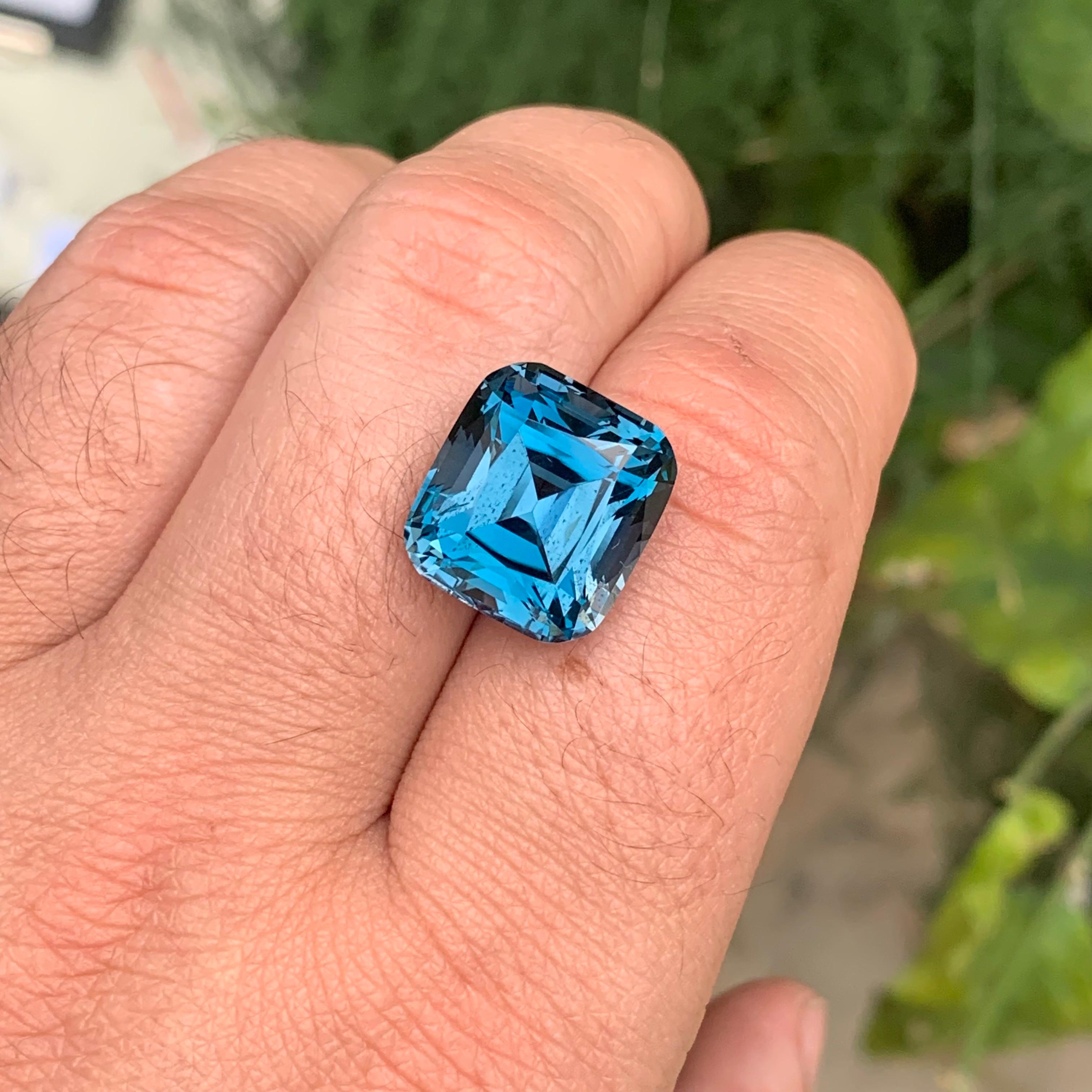 19.60 Carat Natural Loose London Blue Topaz Cushion Shape Gemstone For Sale 2