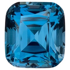 19.60 Carat Natural Loose London Blue Topaz Cushion Shape Gemstone