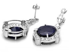 19.60 Carats Natural Sapphire and Diamond 18K Solid White Gold Earrings