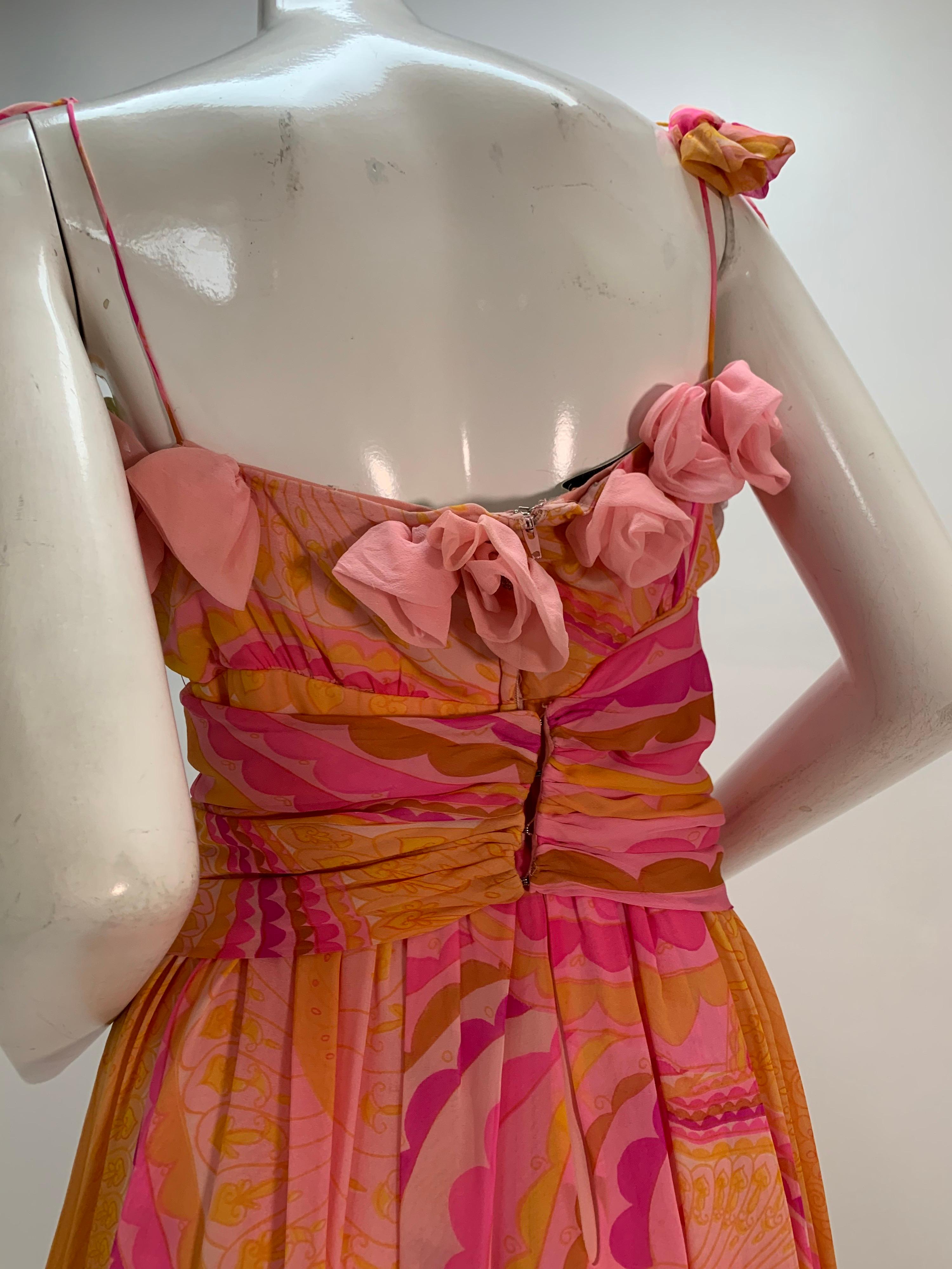 1960 Ceil Chapman Silk Chiffon Print Cocktail Dress W//Handmade Roses  6