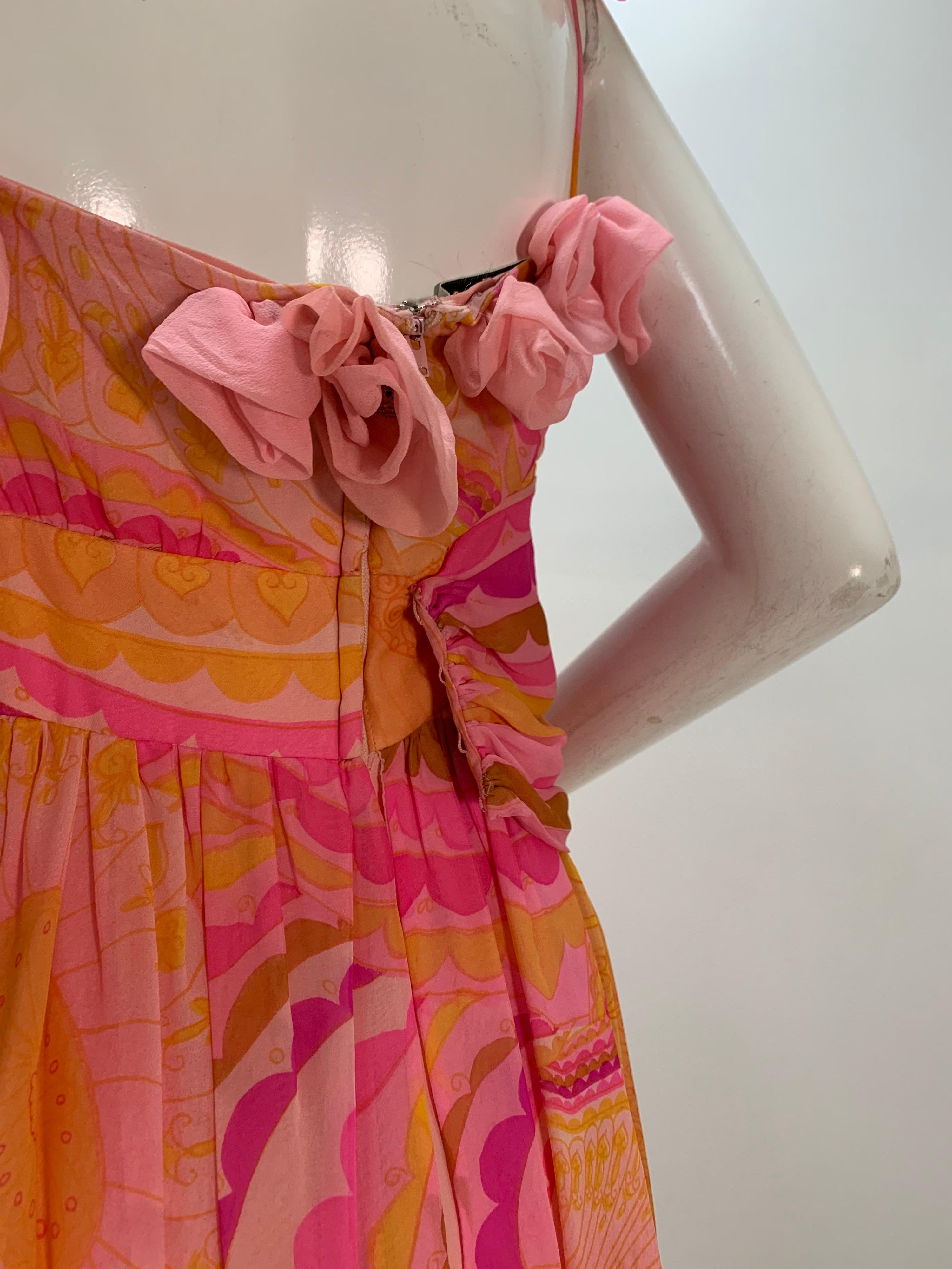 1960 Ceil Chapman Silk Chiffon Print Cocktail Dress W//Handmade Roses  12