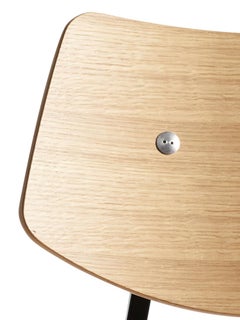 1960 Stuhl aus Eiche natur mit Metallgestell und Sperrholz, Mid-Century Modern-Stil