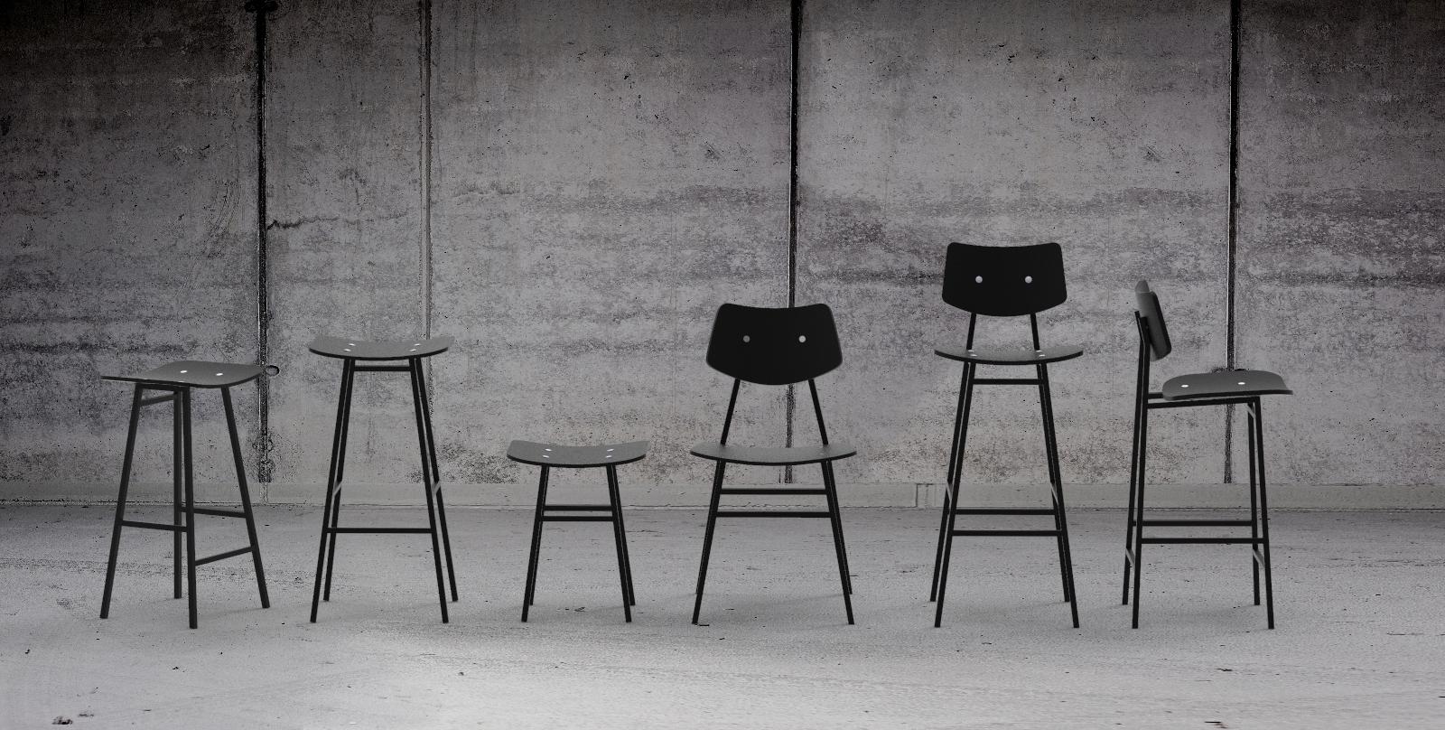 1960 Stuhl aus Eiche natur mit Metallgestell und Sperrholz, Mid-Century Modern-Stil im Angebot 2