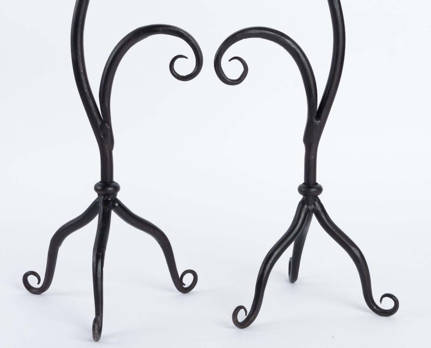 Mid-20th Century 1960 Charming Pair of Wrought Iron Candlesticks, Ateliers Vallauris