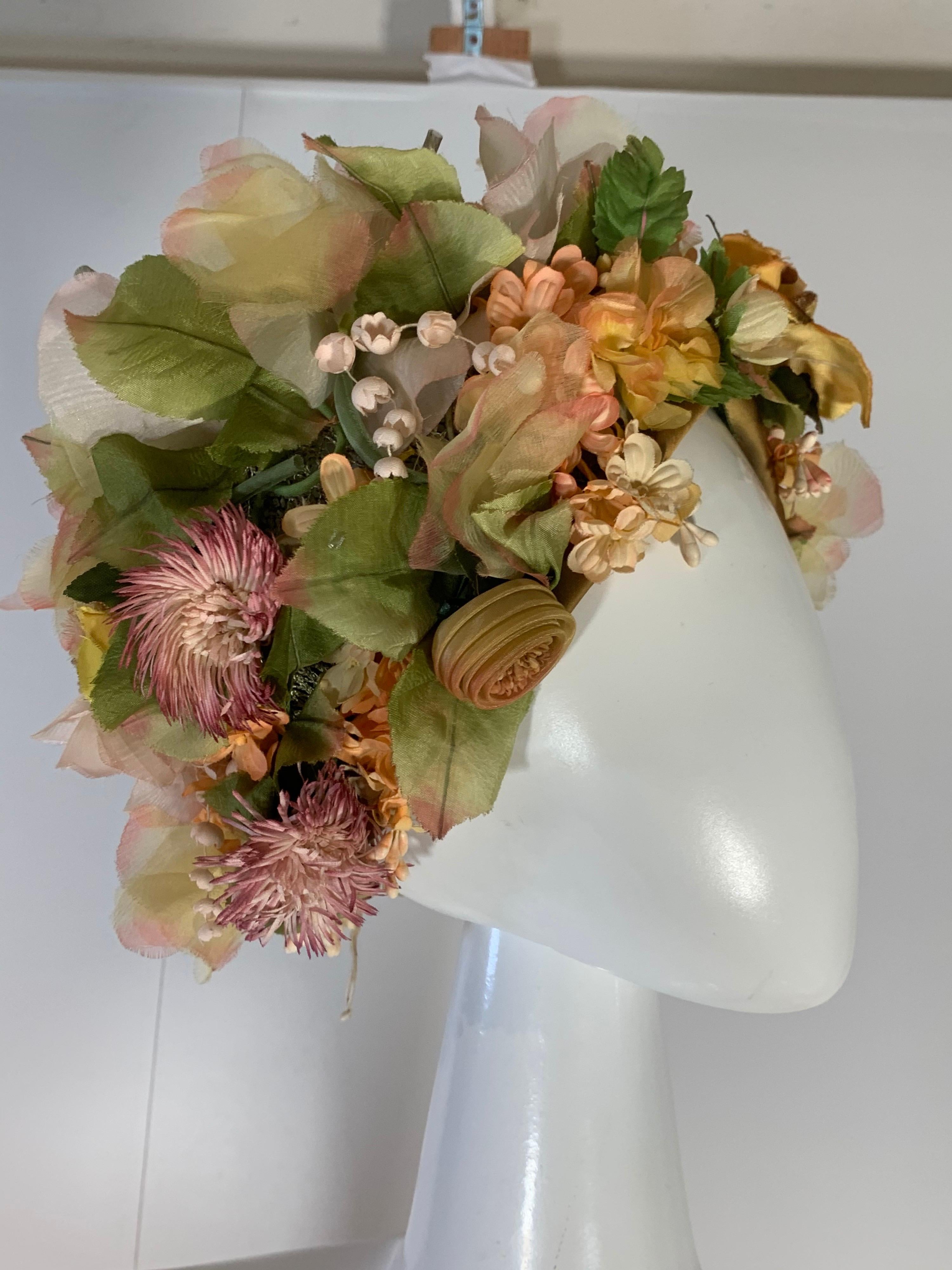 1960 Christian Dior Silk Spring Floral Turban By Marc Bohan Measures 22 Inches 5