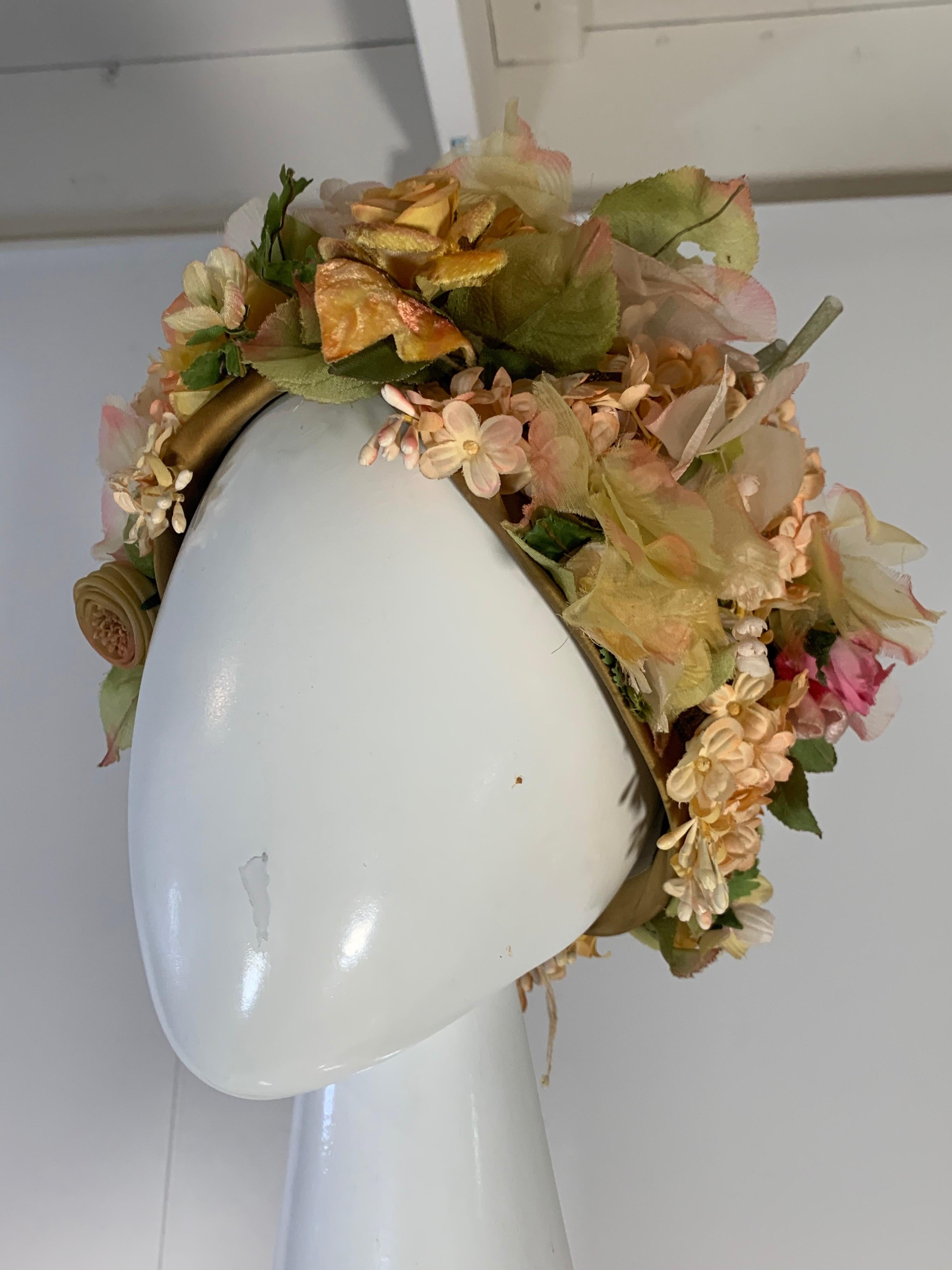 1960 Christian Dior Silk Spring Floral Turban By Marc Bohan Measures 22 Inches 2