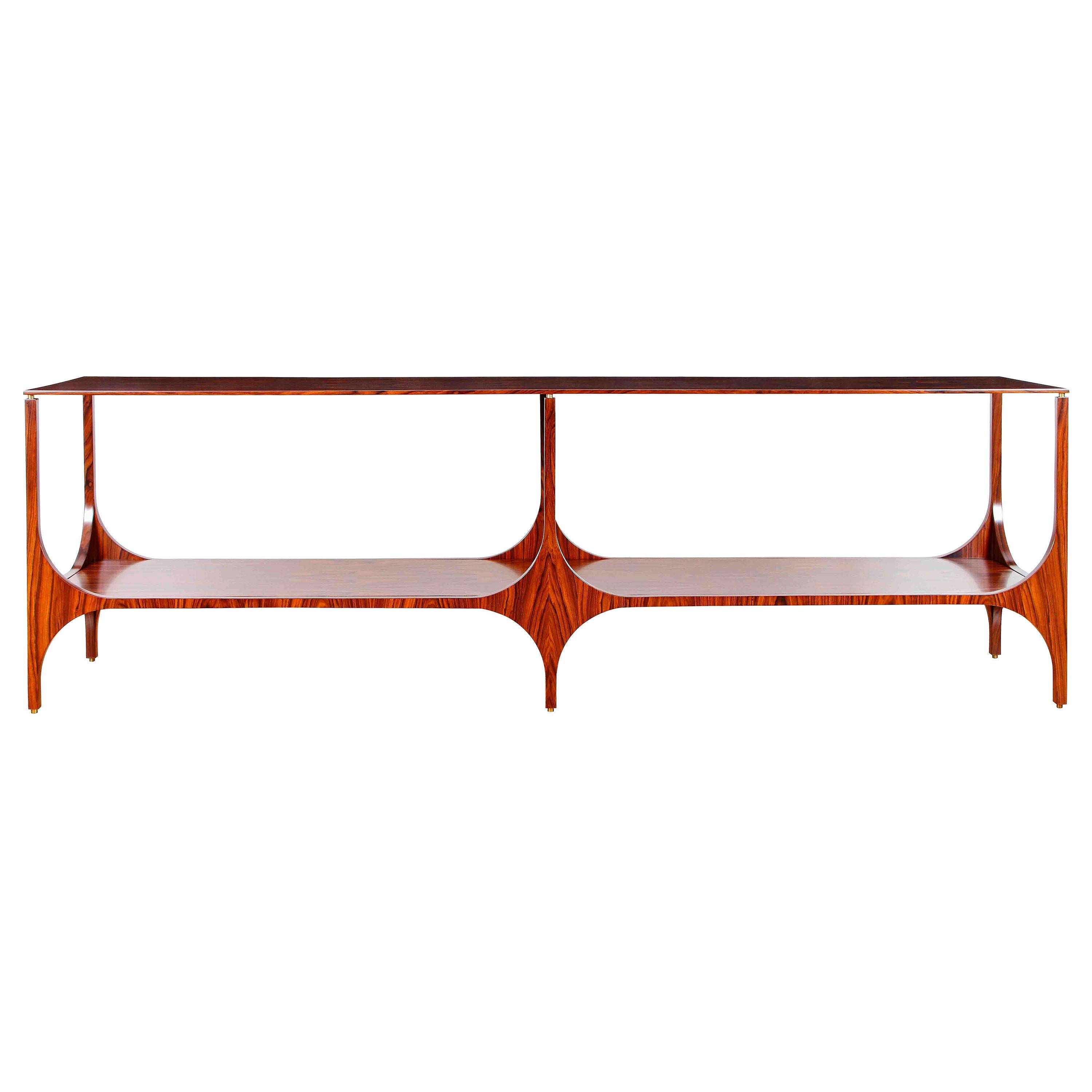 "1960" Contemporary Console Table in Pau Ferro Wood by Bruno Rangel For Sale