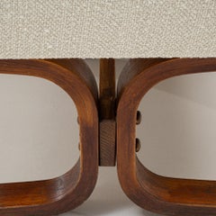 1960 Cream Wood Pair Of Upholstered Armchairs By Ludvik Volak