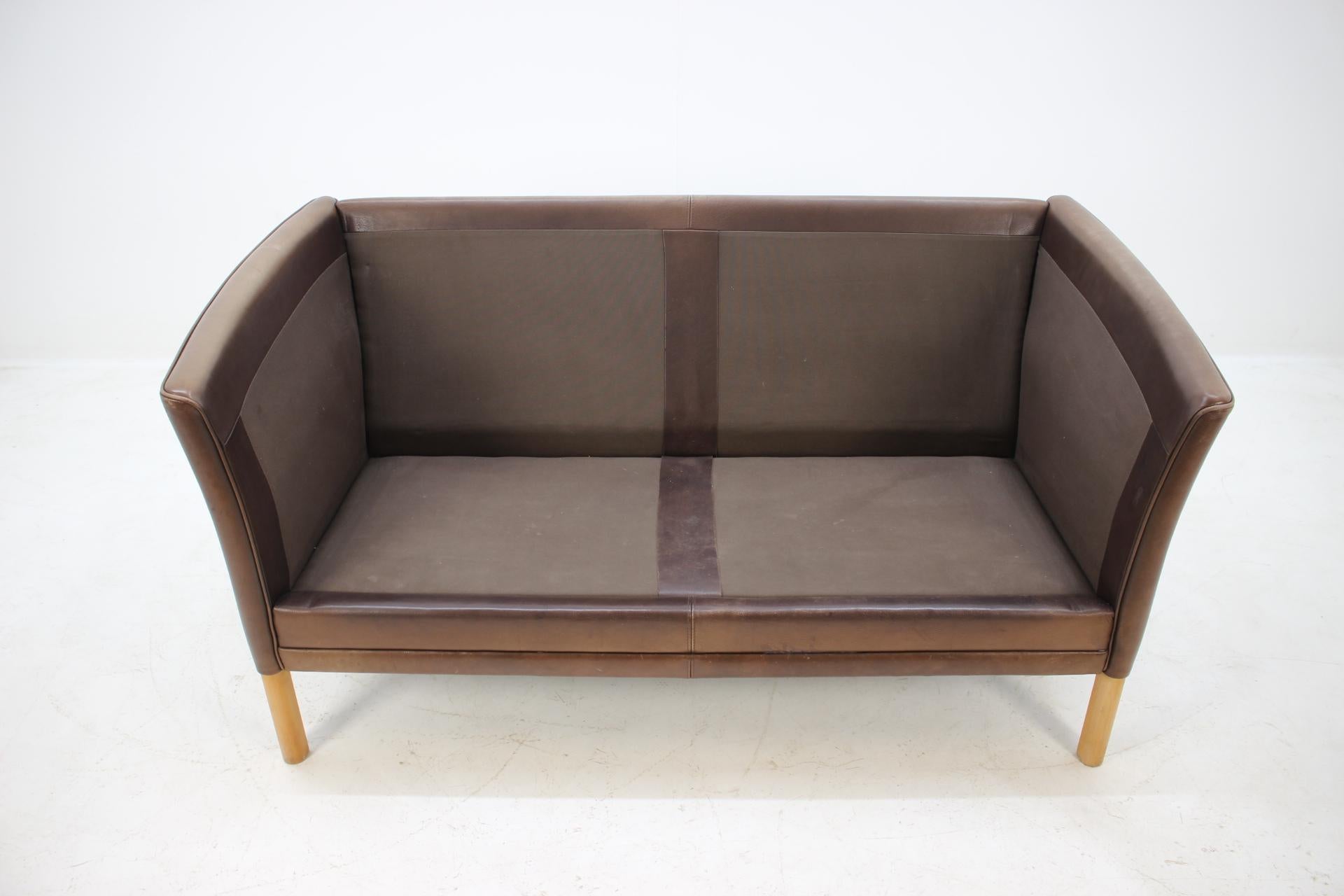1960 Danish 2-Seat Leather Sofa 4