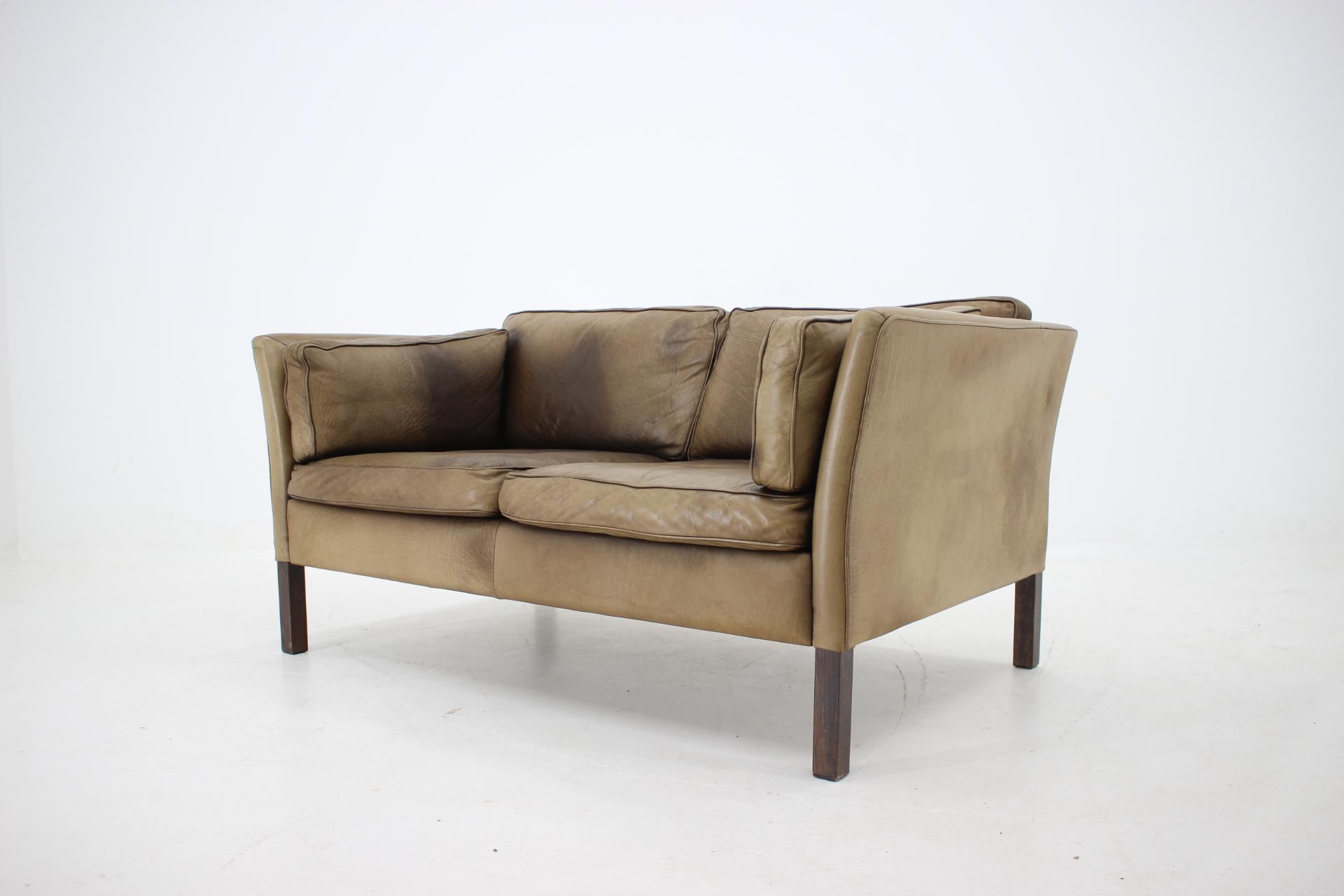 Mid-20th Century 1960 Danish 2-Seat Leather Sofa