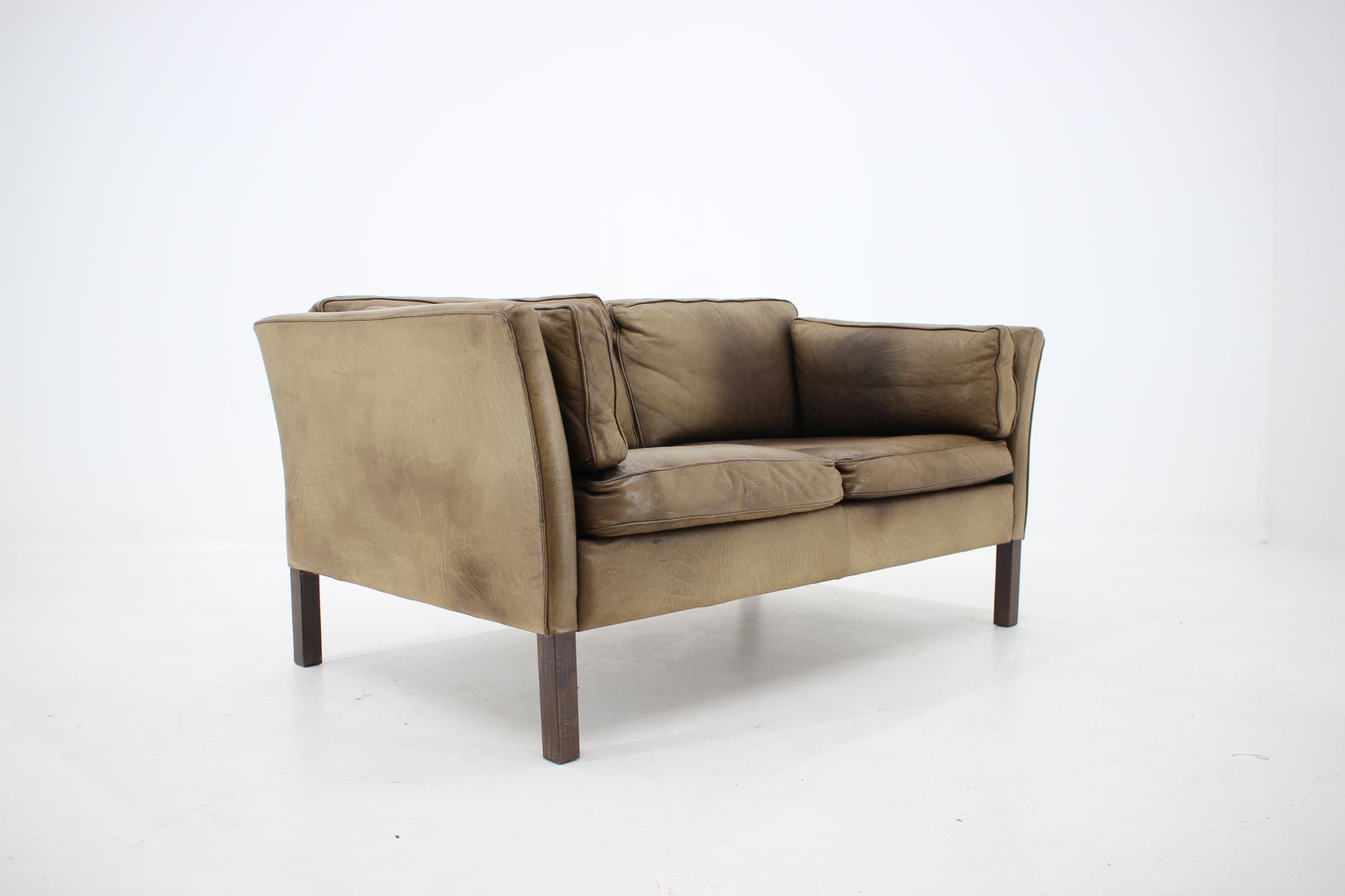 1960 Danish 2-Seat Leather Sofa 1
