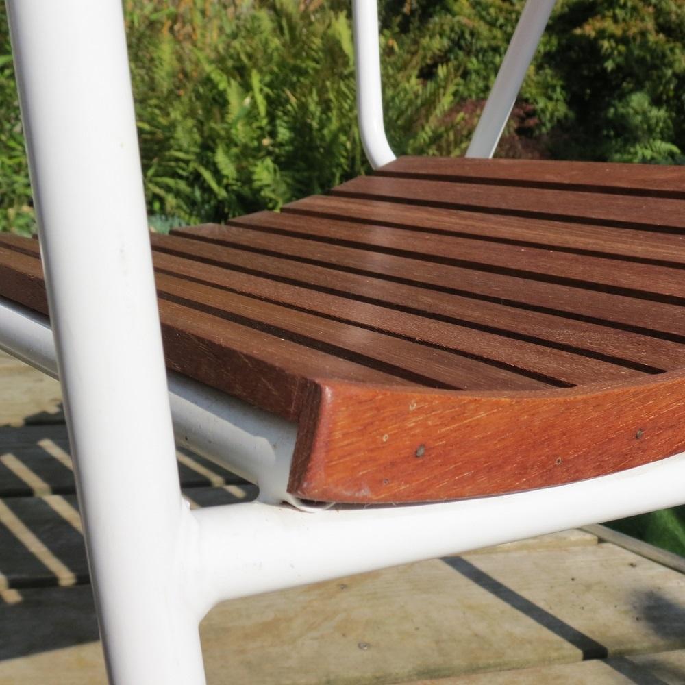 1960 Danish Daneline Garden Teak Table and Set of 4 Stackable Teak Garden Chairs 9