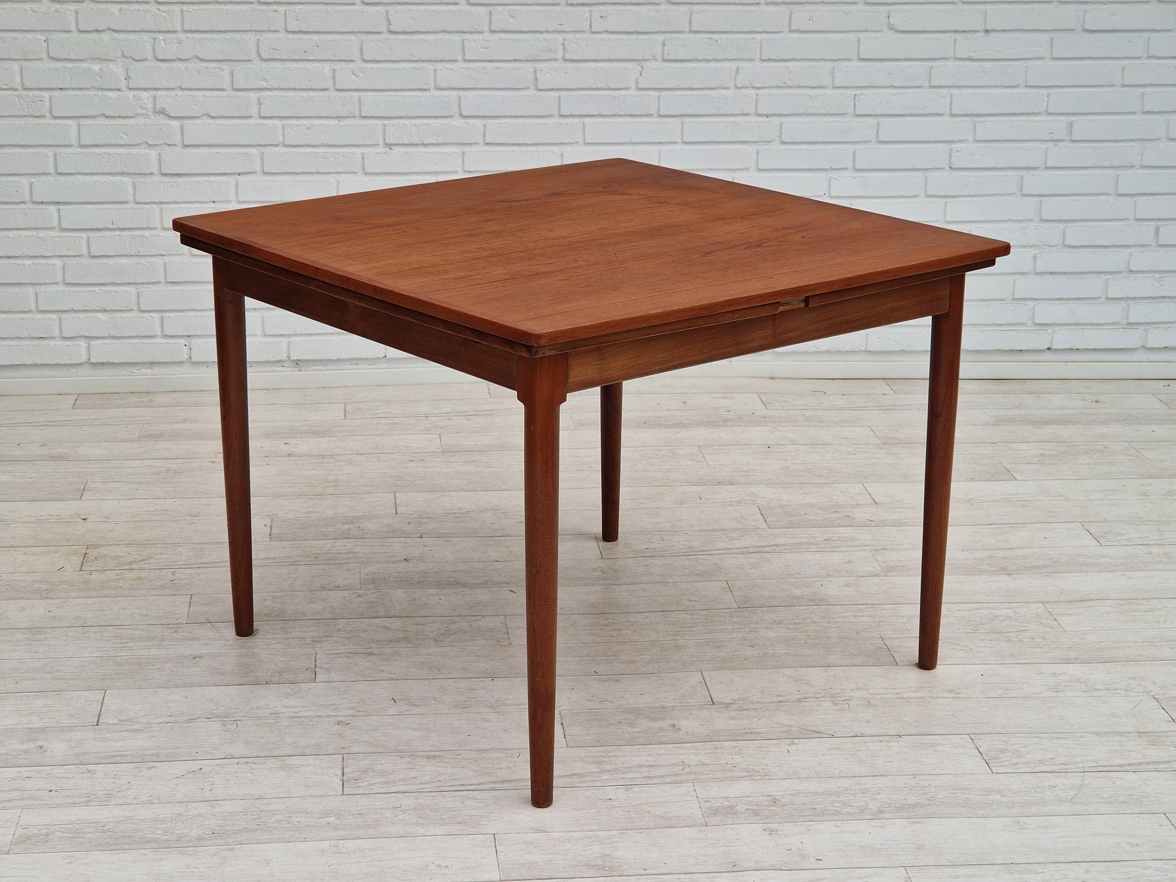 Mid-20th Century 1960, Danish design, unfolded dining table, teak wood.