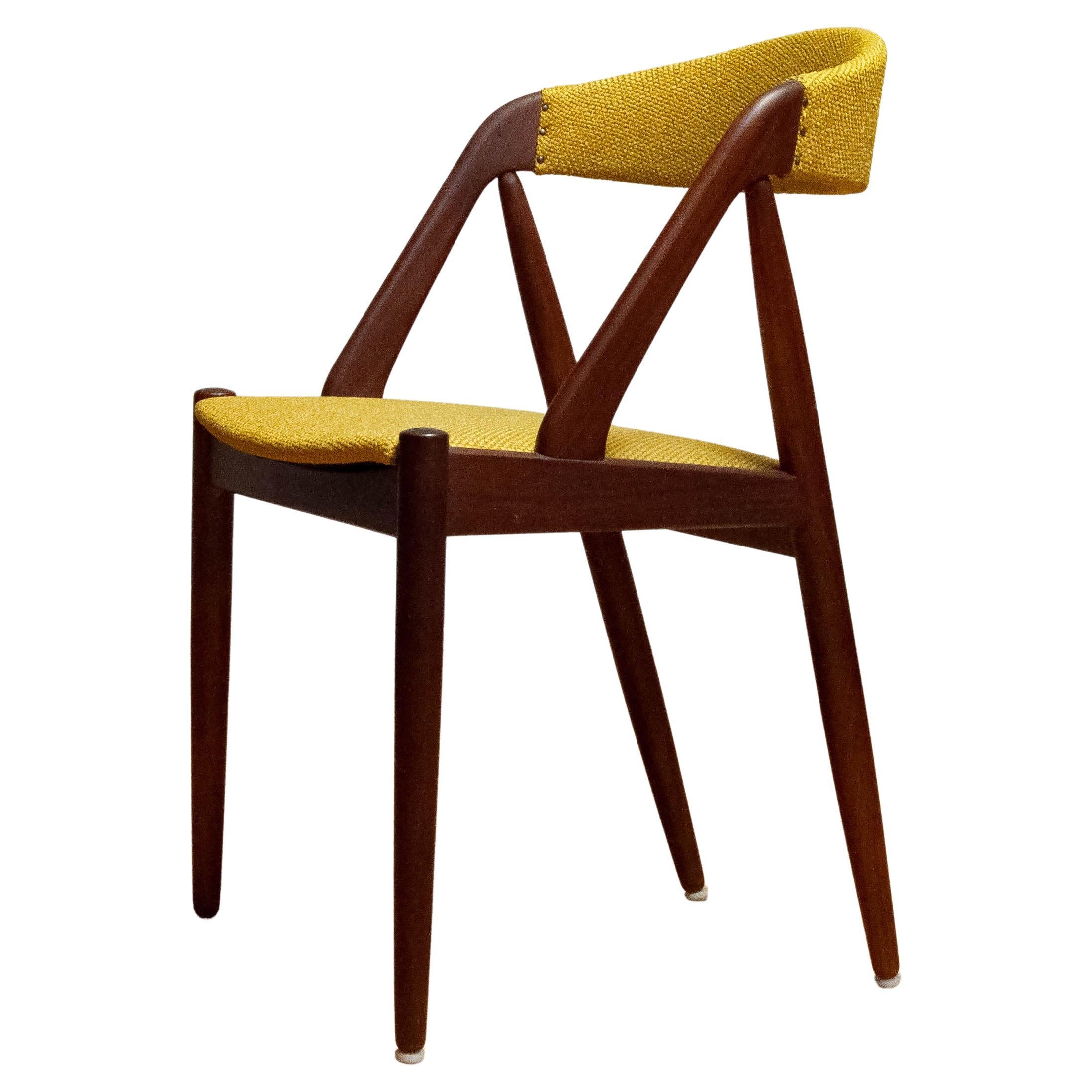 1960 Danish Yellow Ochre Upholstered Dining Chairs 'Model 31' by Kai Kristiansen For Sale