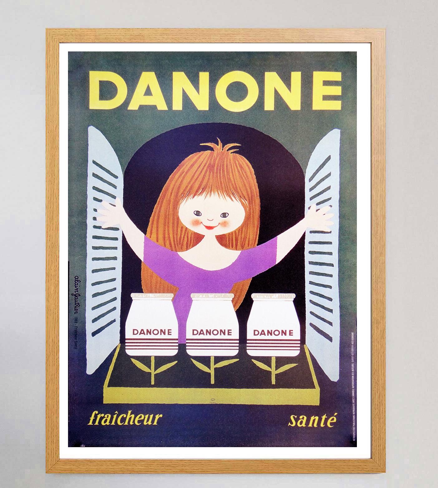 Affiche vintage d'origine Danone - Fraicheur Sante, 1960 Bon état - En vente à Winchester, GB