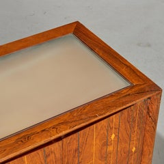 1960 David Wider, Inlaid Rosewood Wall-Mounted Sideboard with Lighted Glass Top